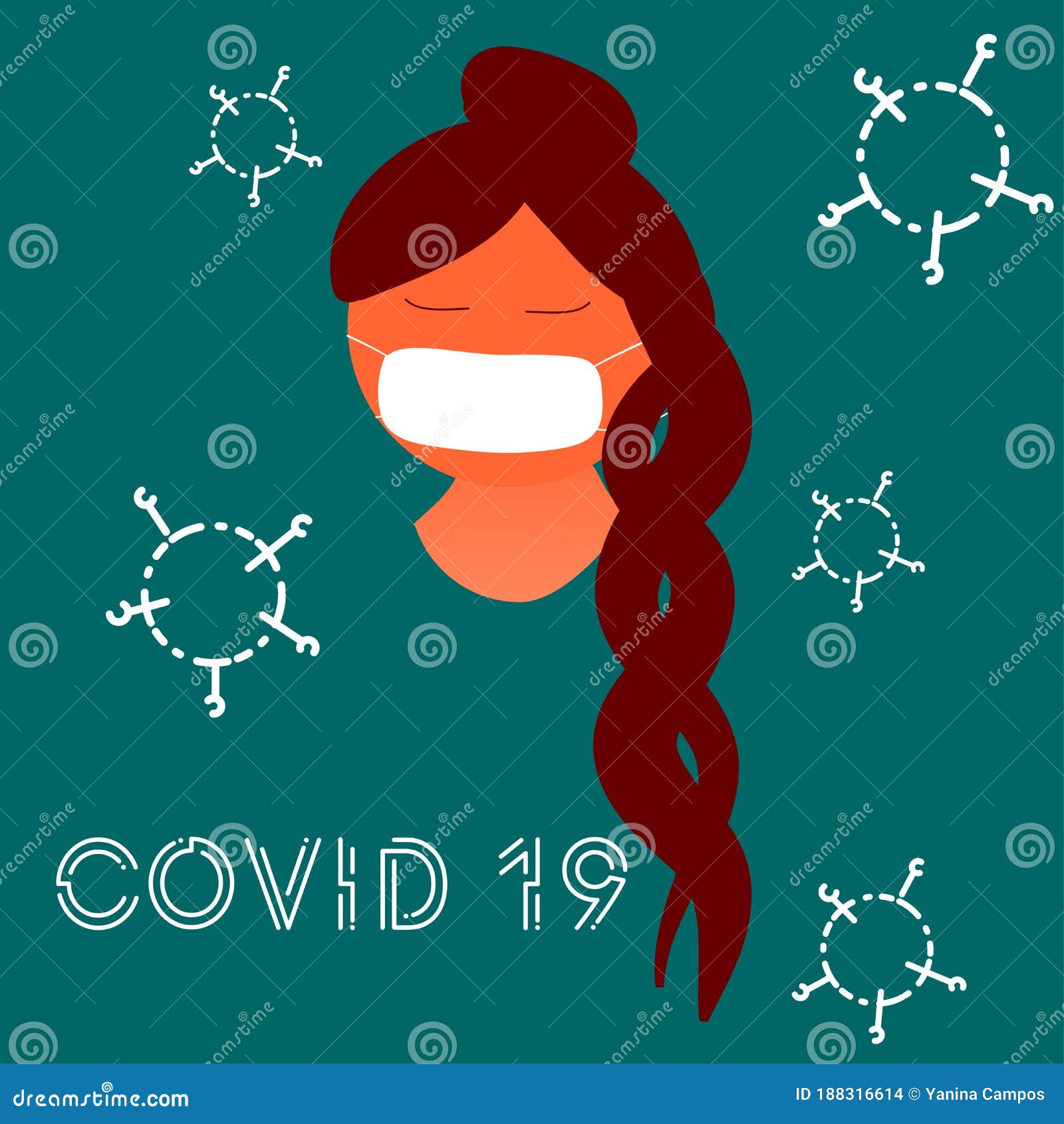 Ilustración Mujer Cara Con Chinstrap. Ilustración del Vector