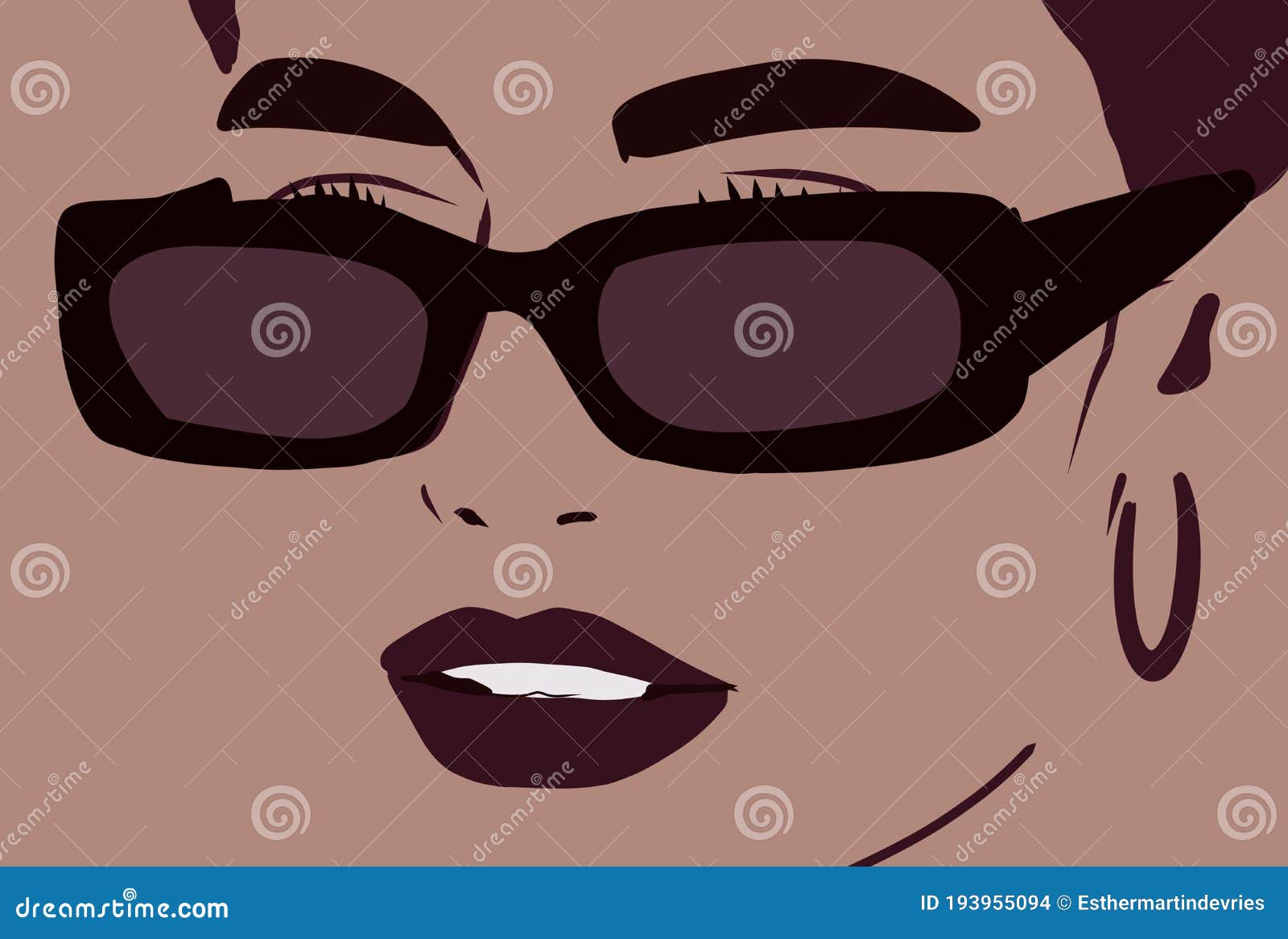 Ilustrador De Moda Mujer Con Gafas De Sol Stock de ilustración -  Ilustración de canalizar, bosquejo: 193955094