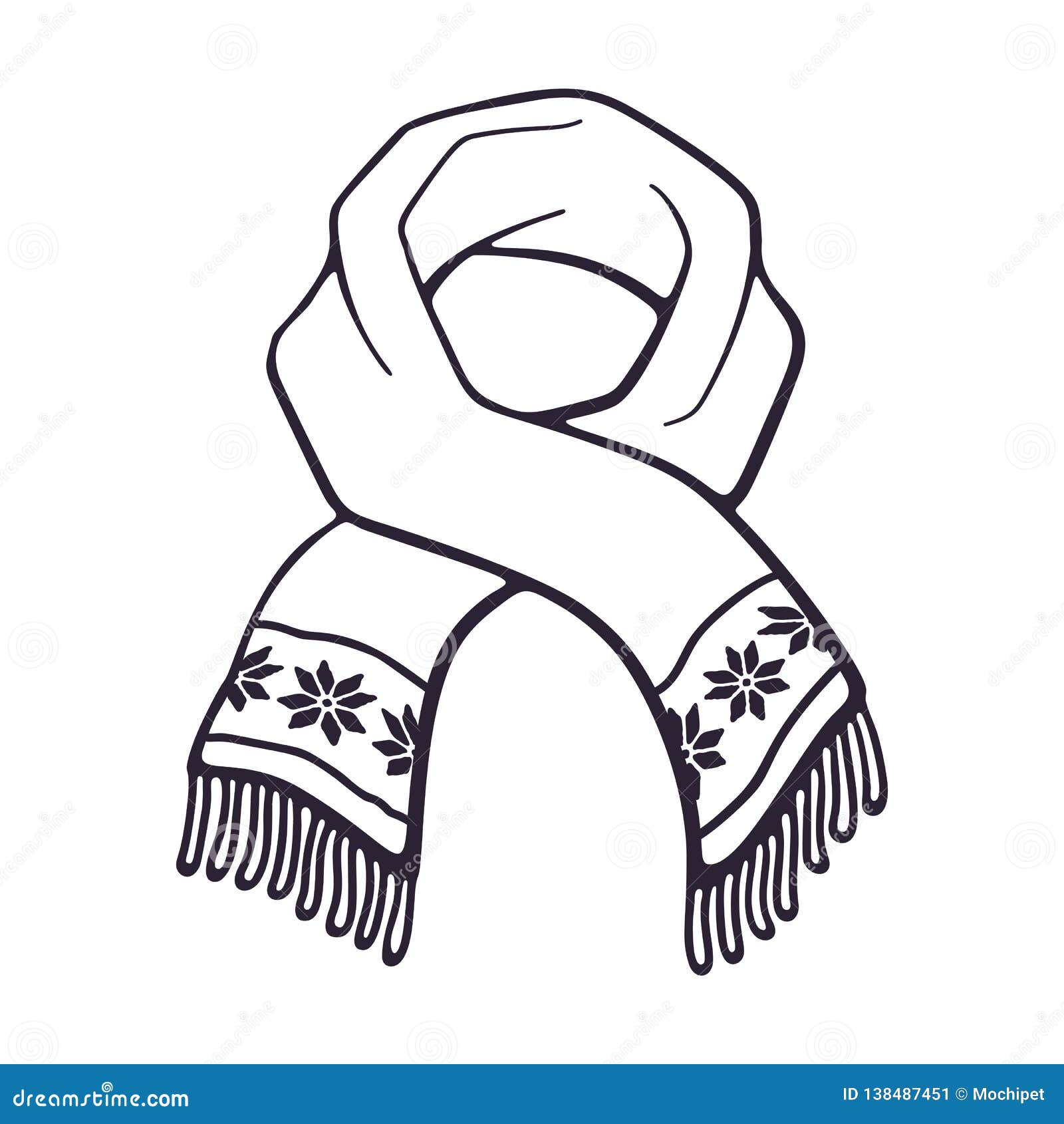 Ilustração Do Vetor Garatuja Tirada Mão Do Lenço Do Inverno Com Teste
