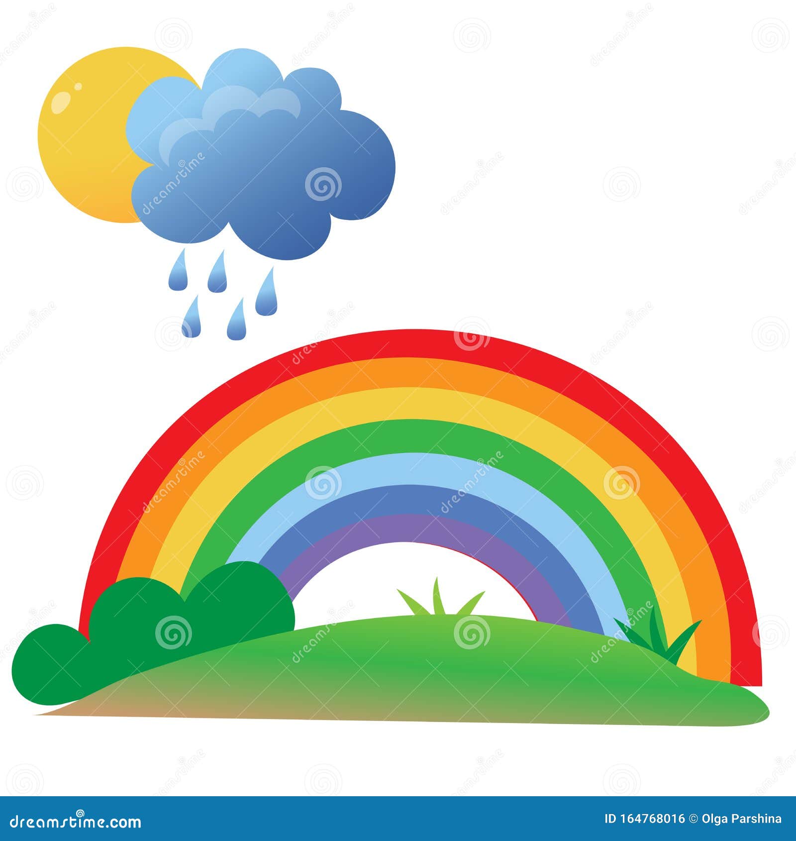 Imágenes En Color Del Sol De Dibujos Animados Con Nubes, Lluvia Y Arco Iris  Sobre Fondo Blanco Juegos Al Aire Libre Conjunto De I Ilustración del  Vector - Ilustración de charcos, nubes: