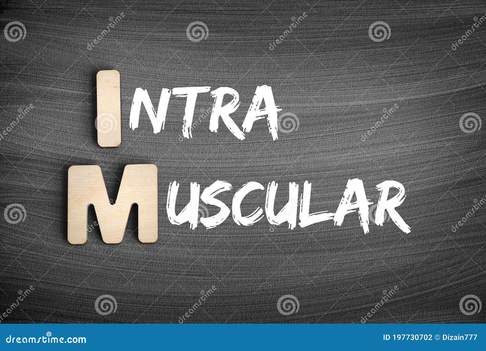IM Intramuscular Acronym, Medical Concept on Blackboard Stock Photo