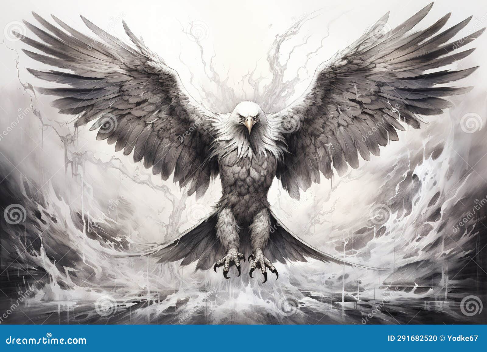 image of abstract fantasy of eagle spreading its wings. birds, wildlife animals, , generative ai