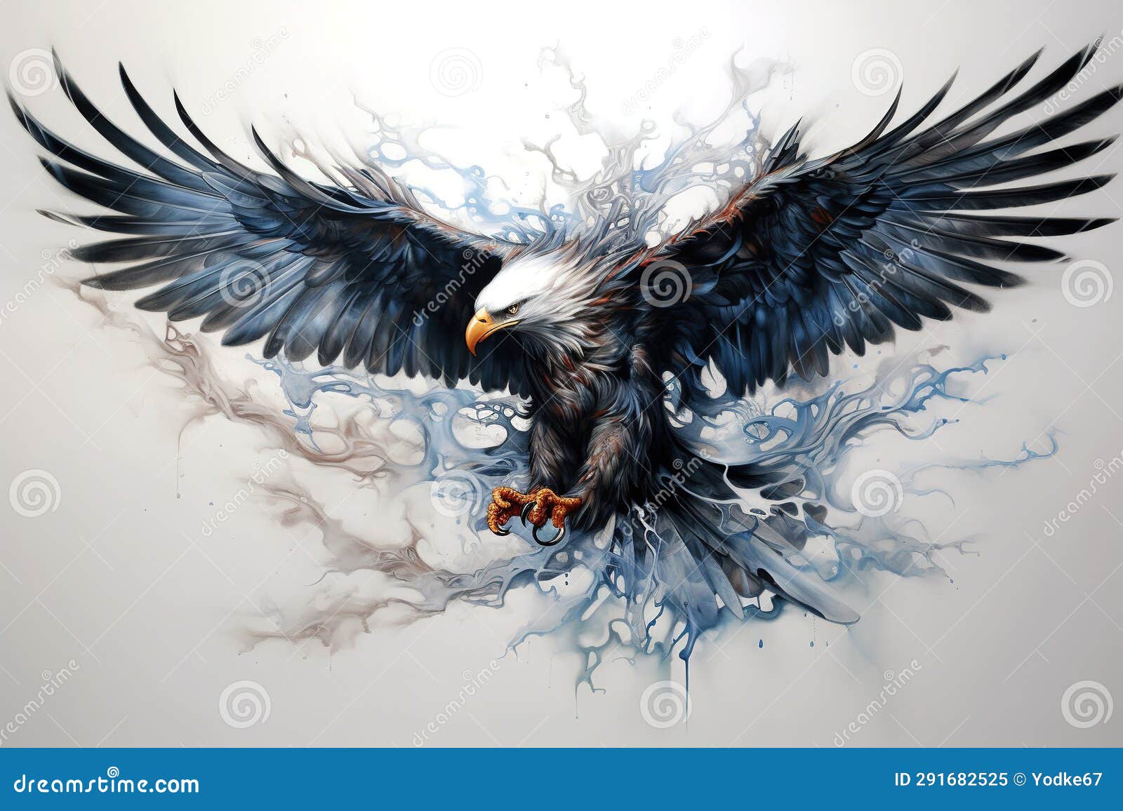 image of abstract fantasy of eagle spreading its wings. birds, wildlife animals, , generative ai