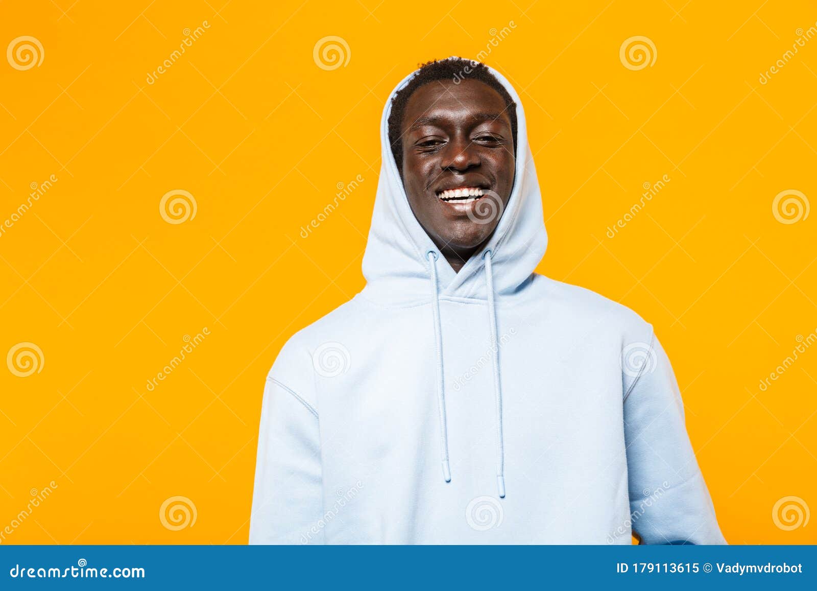 Image of African American Guy in Streetwear Hoodie Standing and Smiling ...