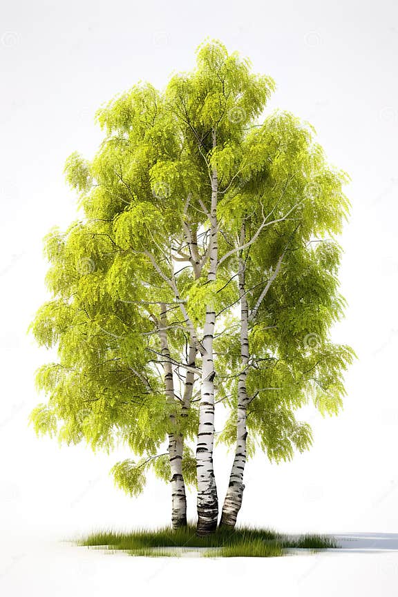 Image of Aspen Tree on White Background. Nature Stock Illustration