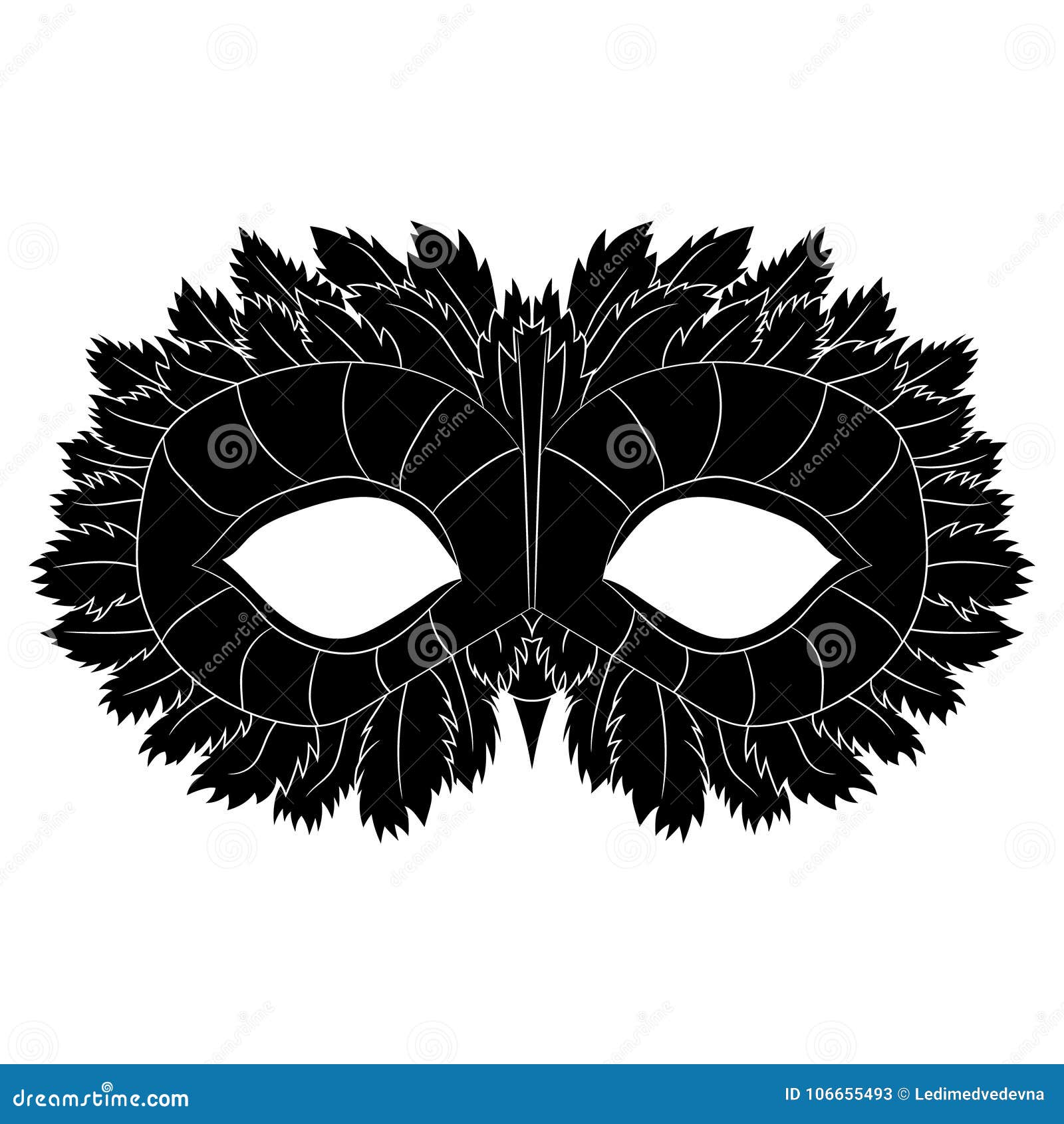 image of a black mask with patterns. festive subjects.  . hand drawing