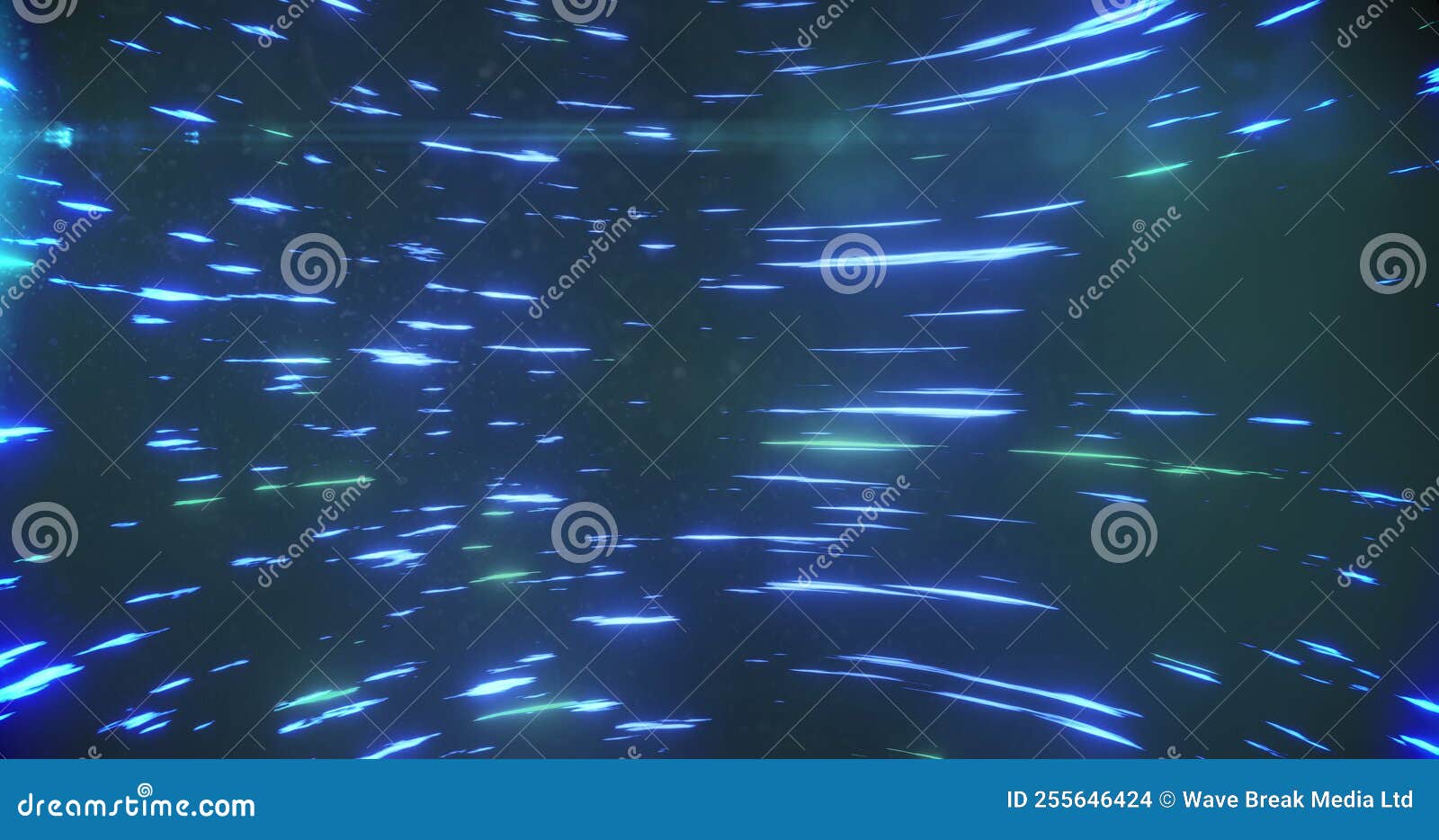 Image of Blue and Green Light Trails Spinning Against Black Background