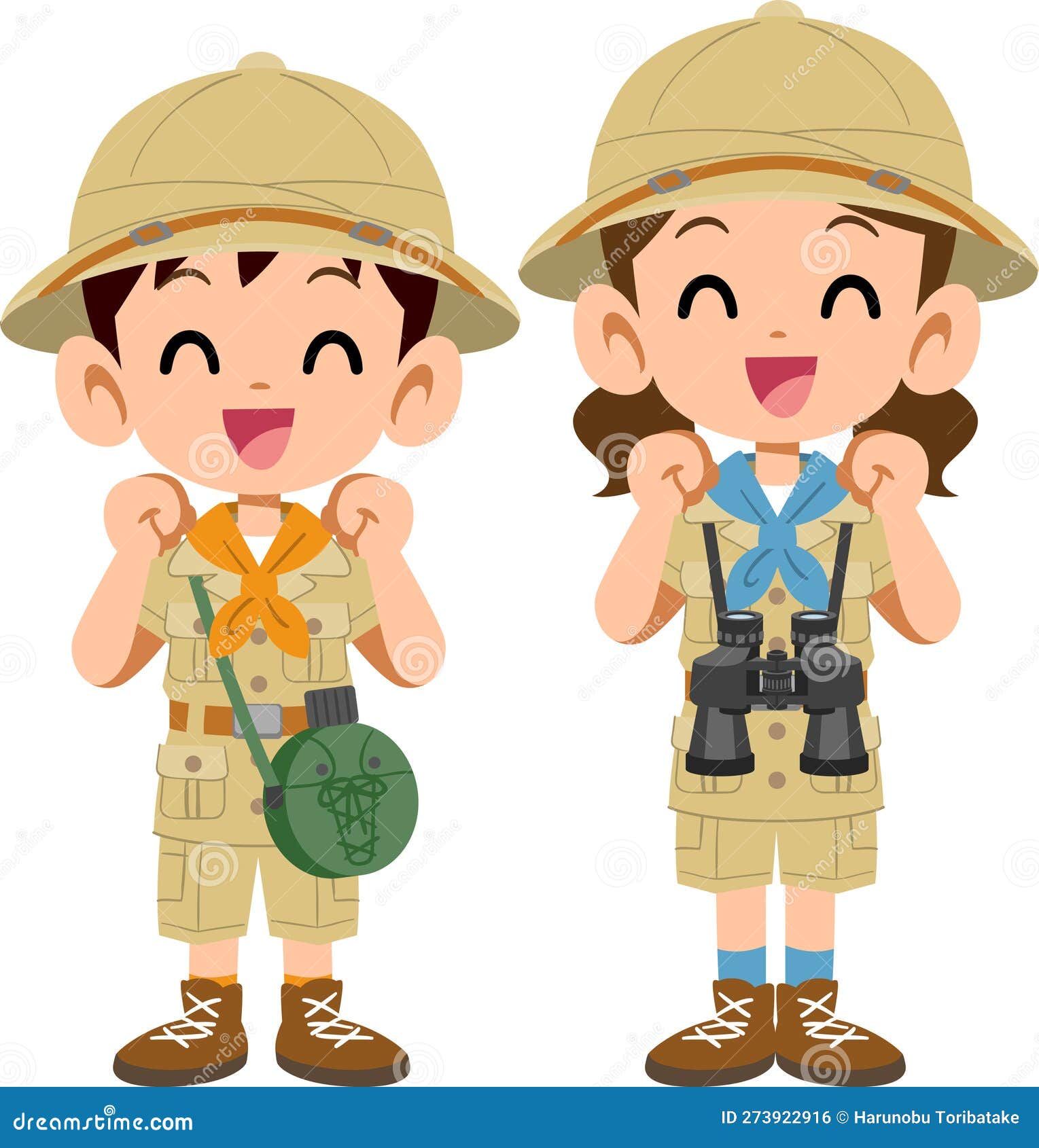 Boys and Girls in Expedition Clothes Stock Vector - Illustration of ...