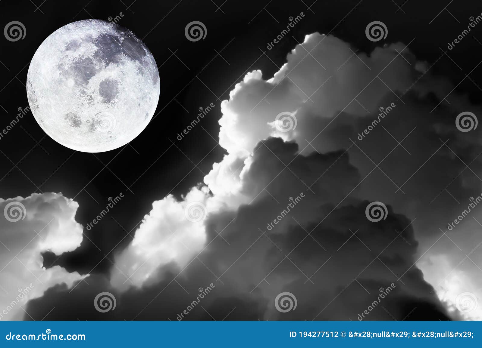 Image of Bright Full Moon in Dark Sky with Dramatic of Light and
