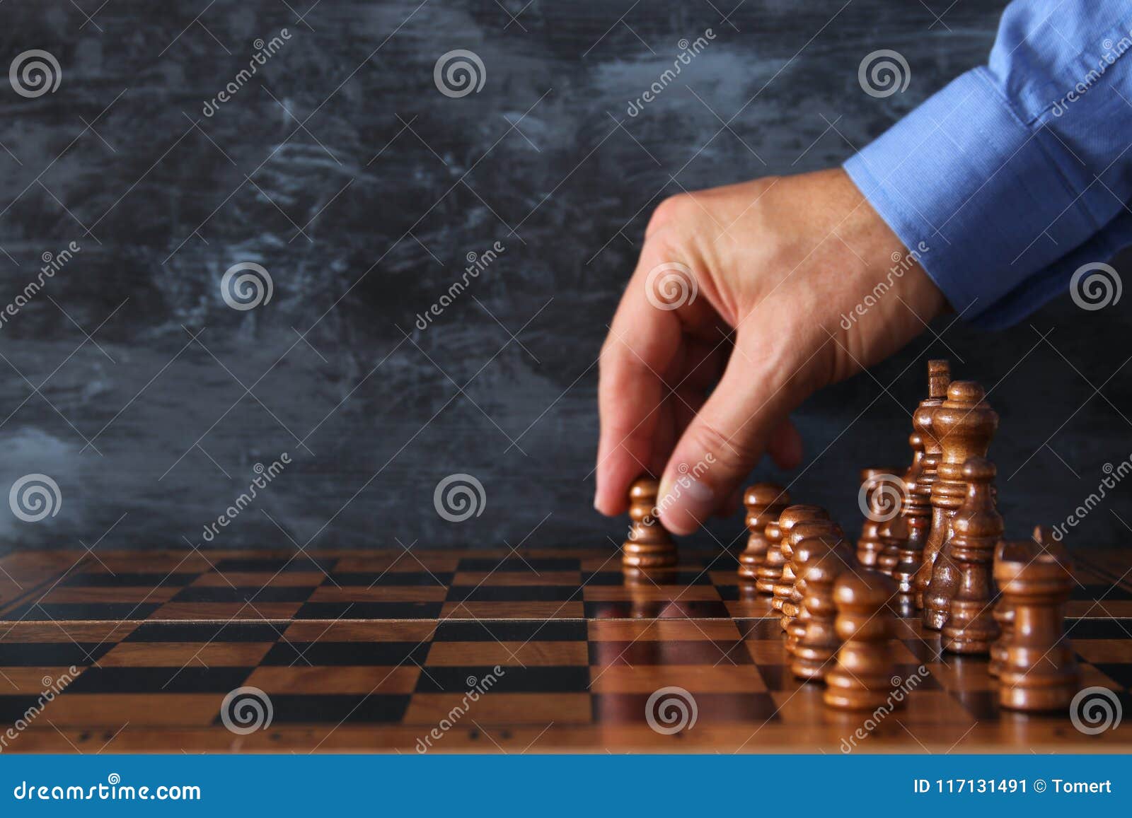 Businessman`s Hand Playing Chess Game To Development Analysis Ne Stock  Photo - Image of competition, business: 123928716