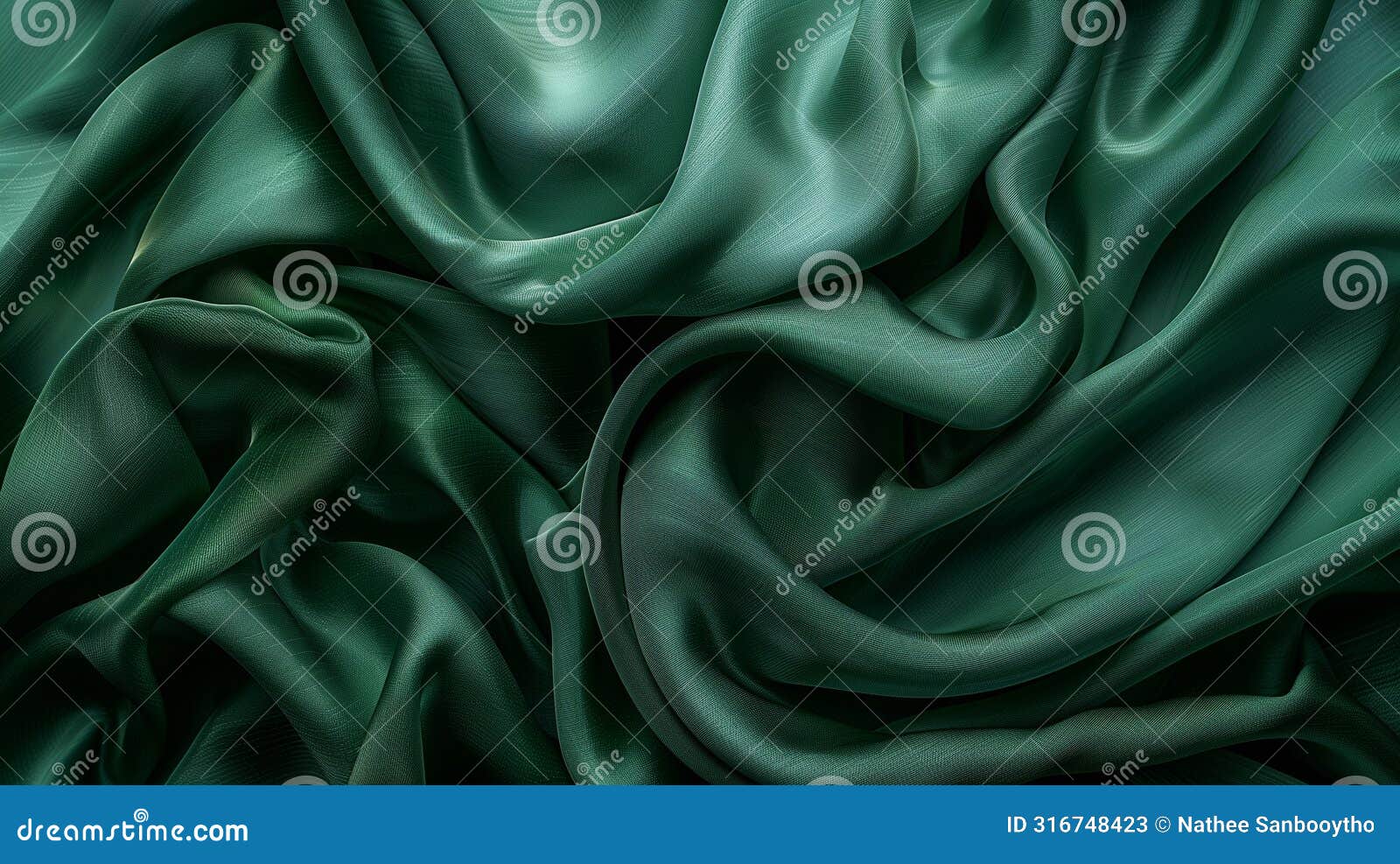 vivid green satin textile with gentle folds