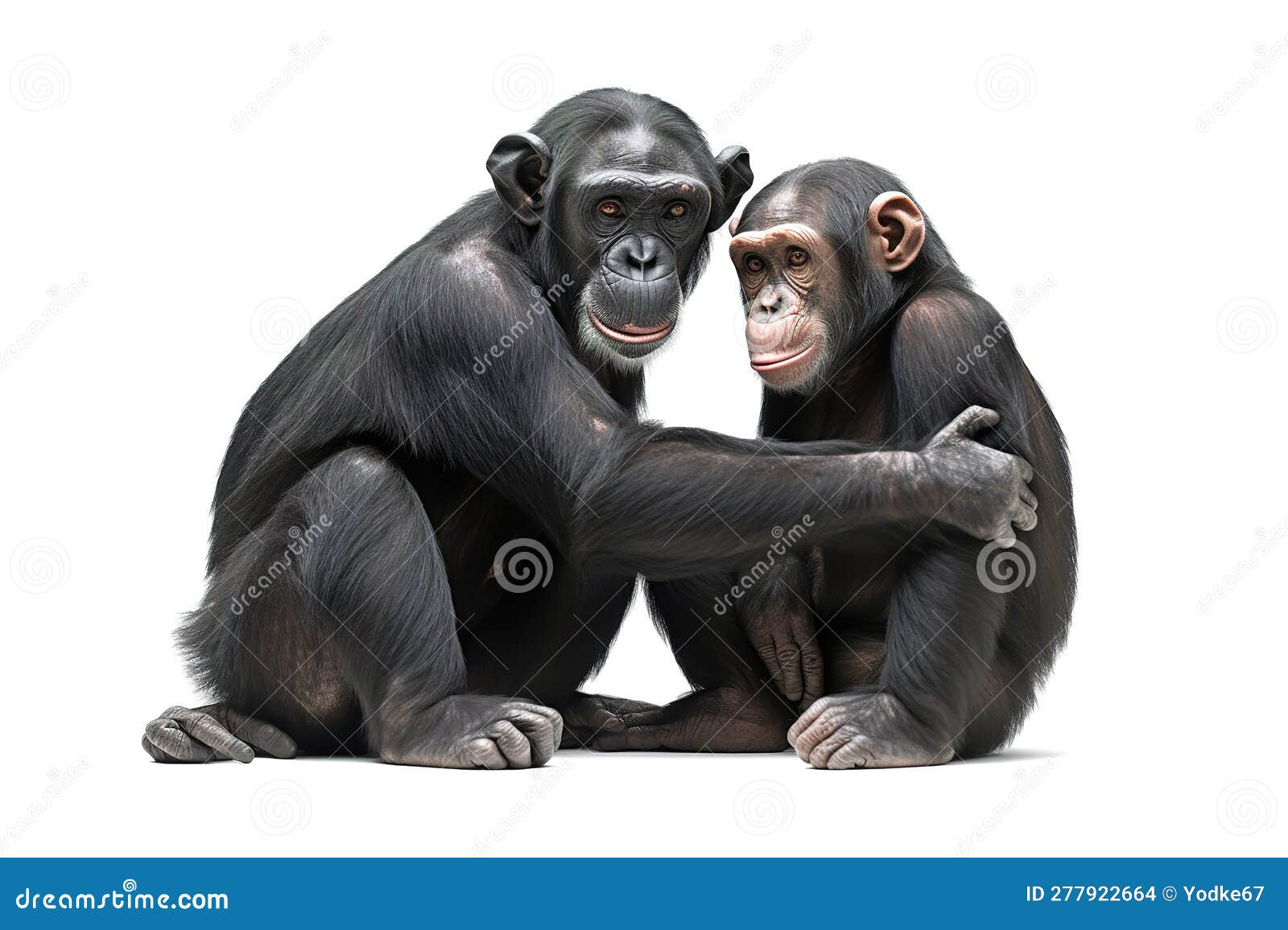 image of chimpanzee showing love to each other. wildlife animals. , generative ai