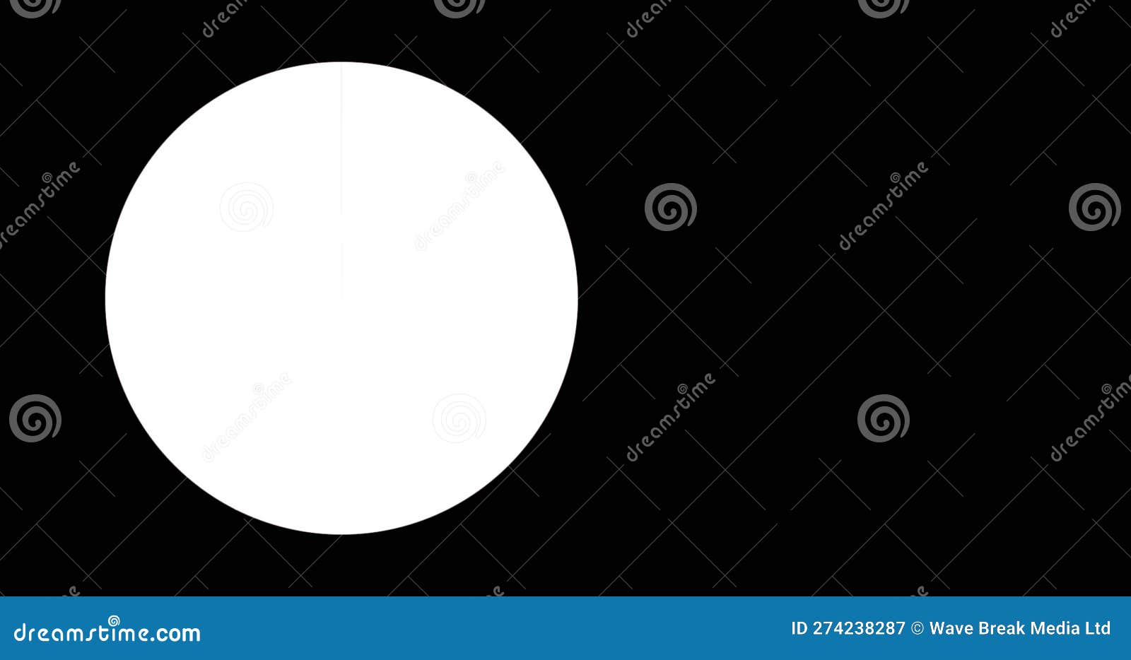 Image of Circle Icon on Black Background with Copy Space Stock