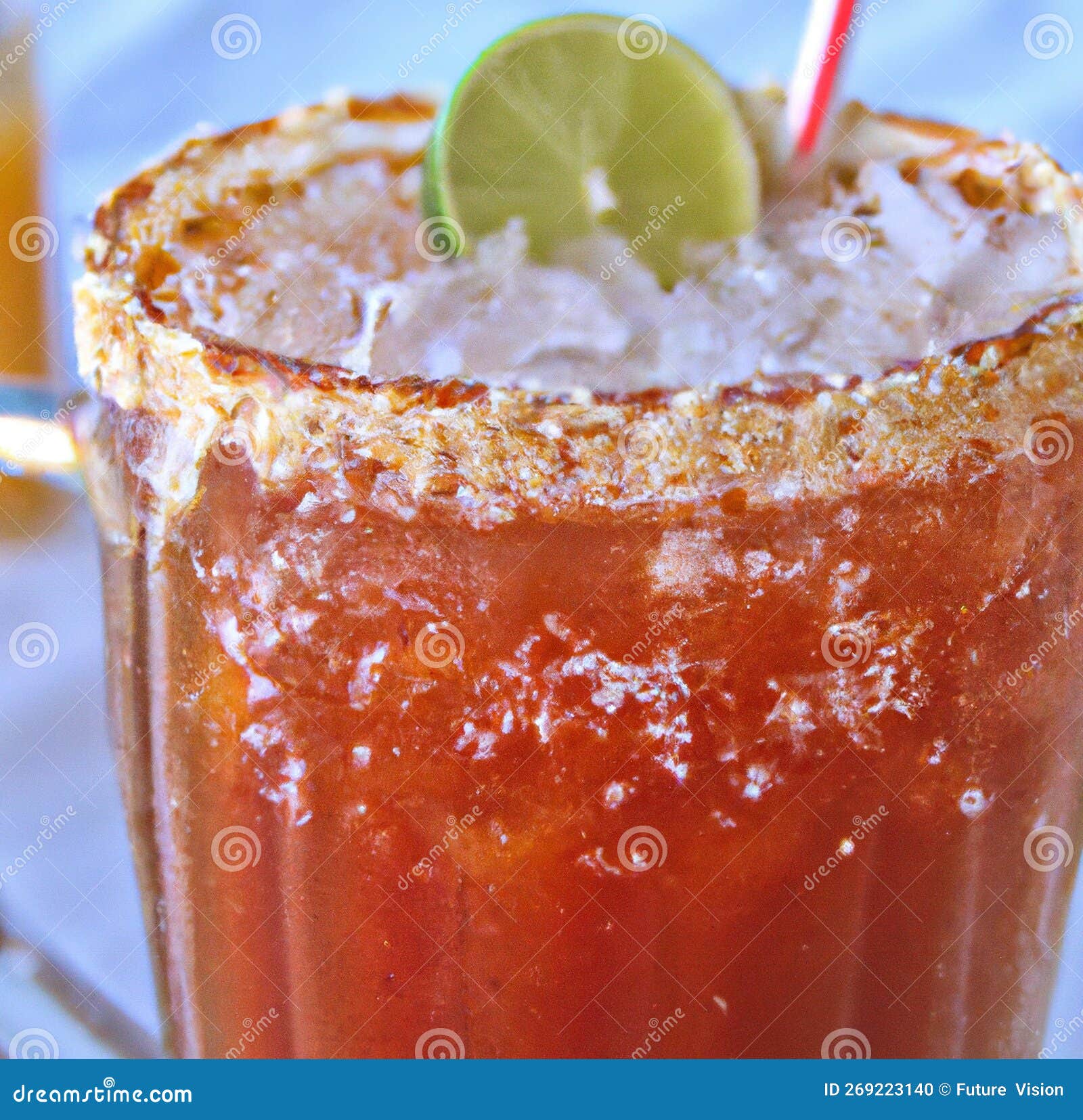 Image of Close Up of Michelada Drink in Glass with Sugar Frosted Edge ...