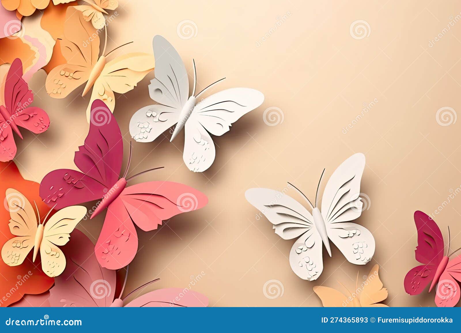 paper art butterfly pack blank background generative ai