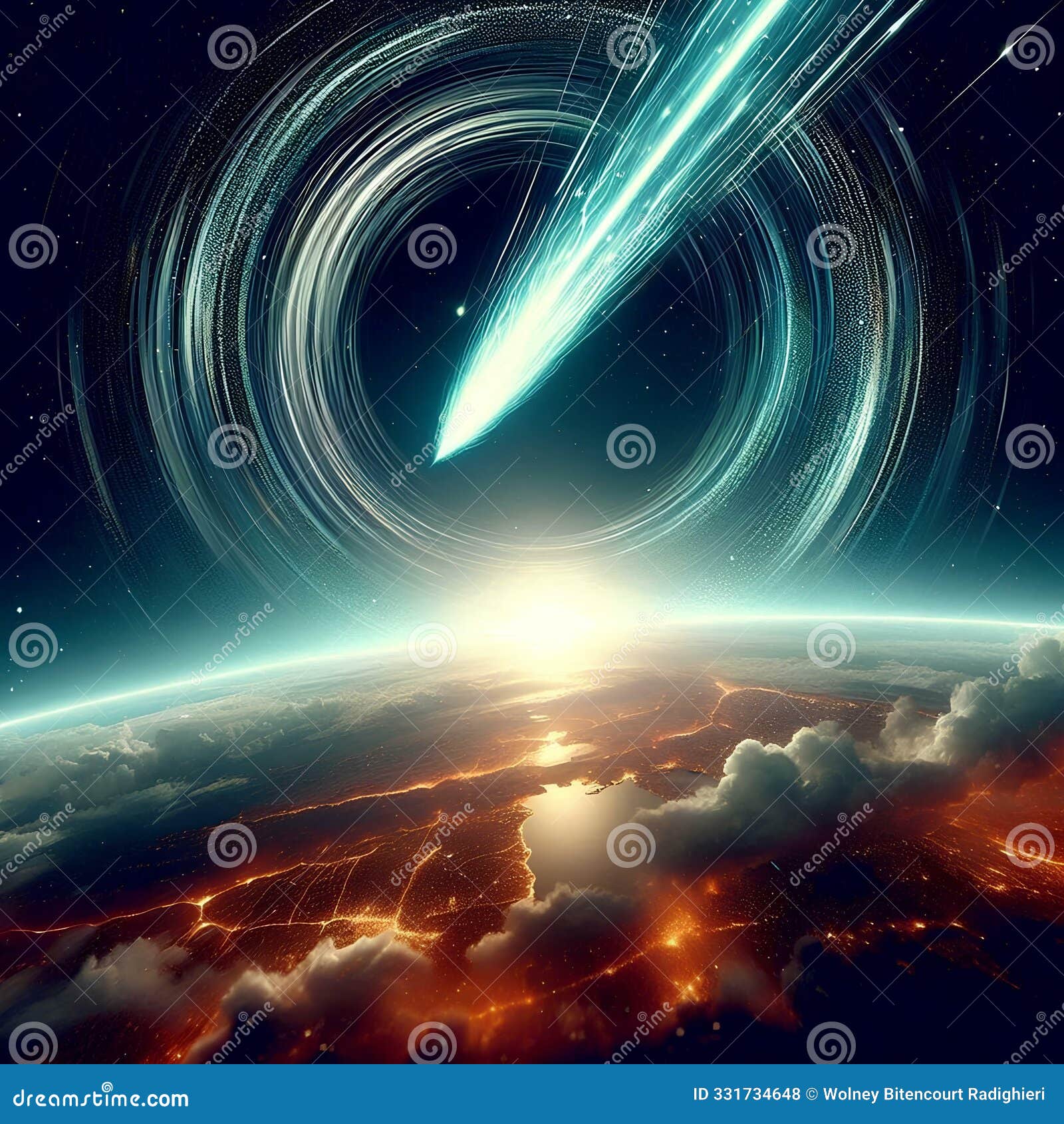 image of a comet hitting the planet
