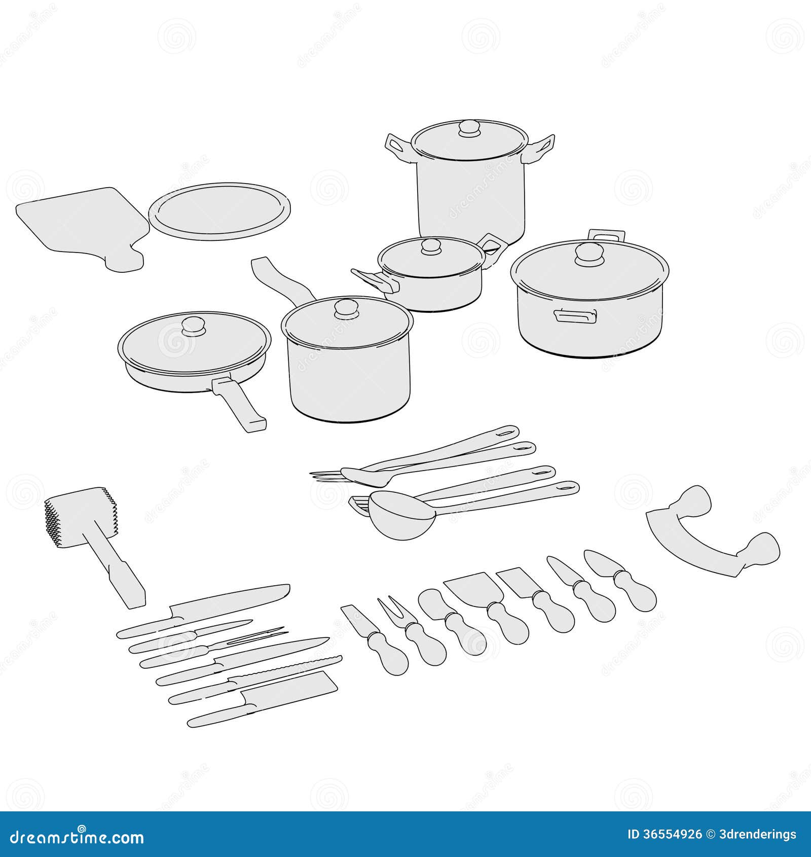 Cartoon image of cookware set