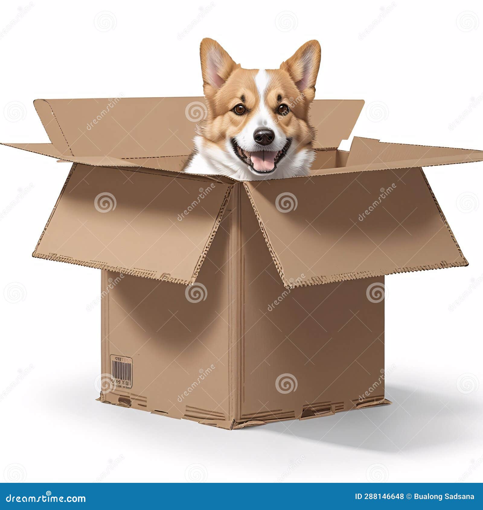 The Dog is in Cardboard Boxes. Stock Illustration Illustration of empty, move 288146648