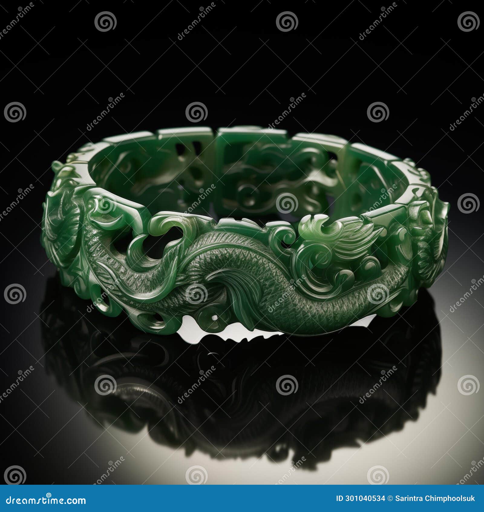 Carved Jade Bangle Bracelet (Jade) – Popular J