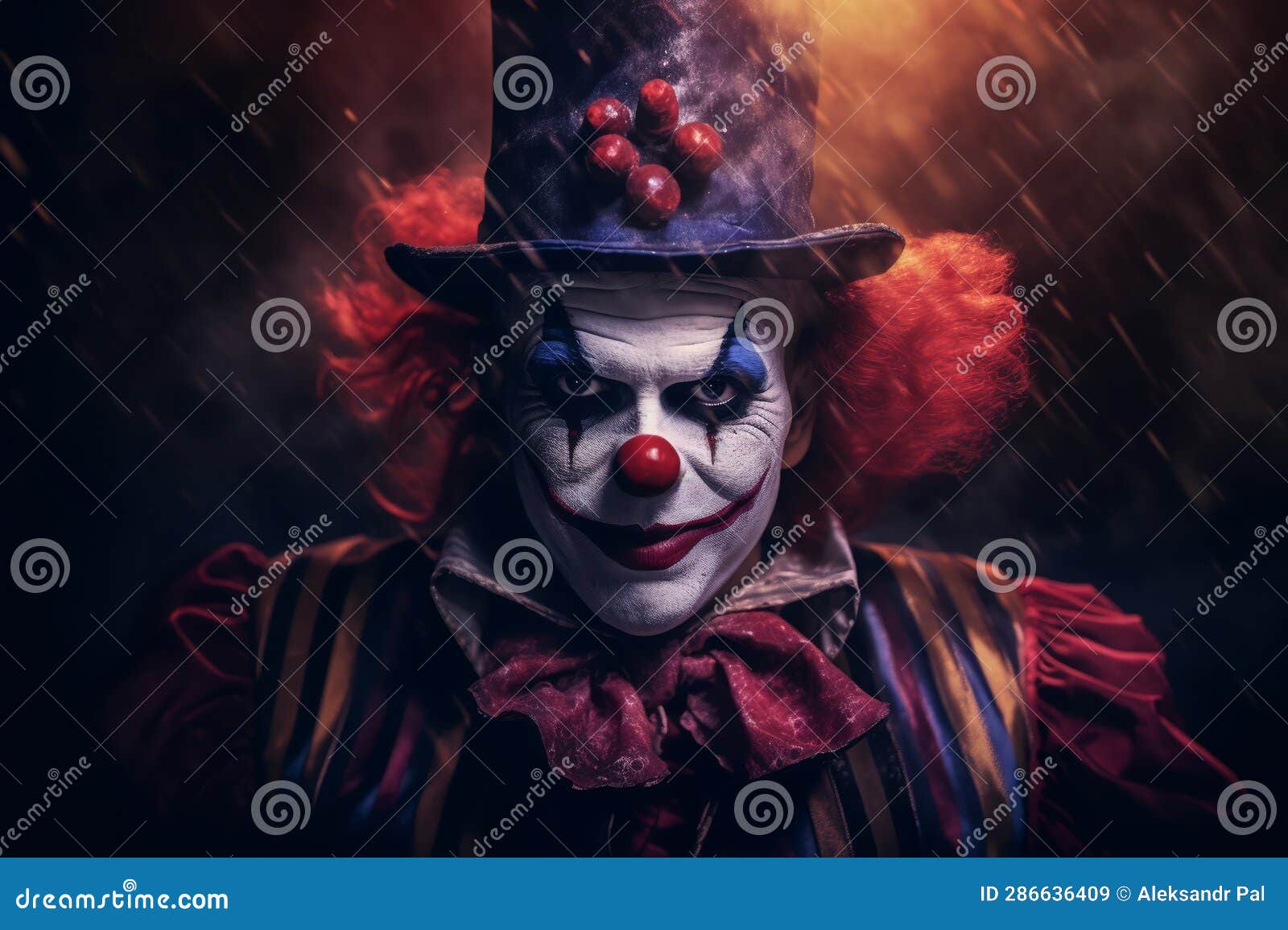 Scary Circus Clown with an Evil Smile. Ai Generative Stock Illustration ...