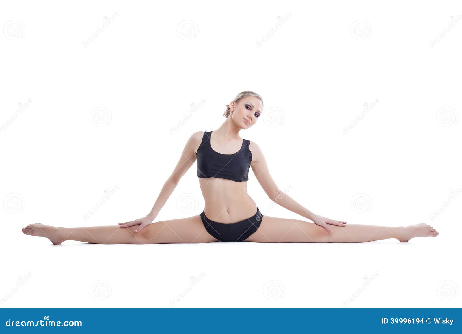 Image Of Cute Flexible Gymnast Sitting On Splits Stock Photo Image Of Power Activity