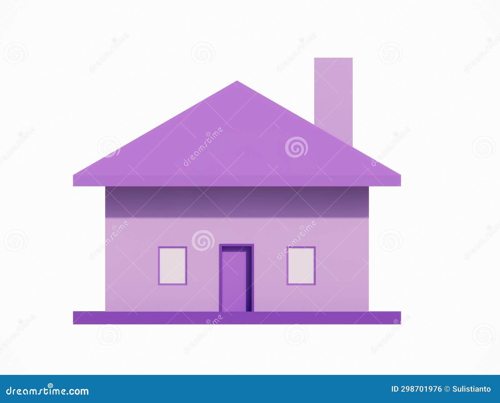Image of 3D Model Rendering of a Minimalist Purple Box House Stock