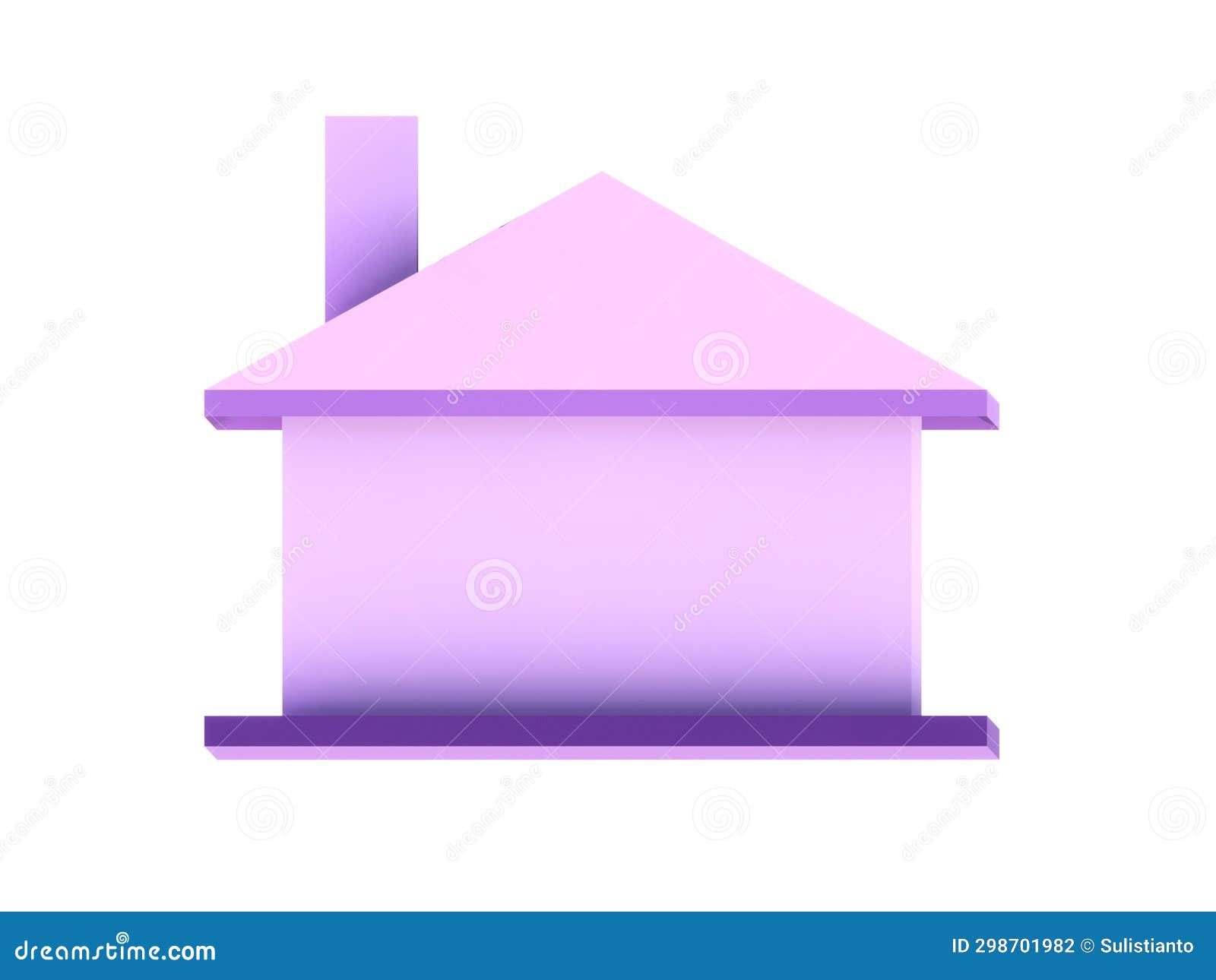 Image of 3D Model Rendering of a Minimalist Purple Box House Stock