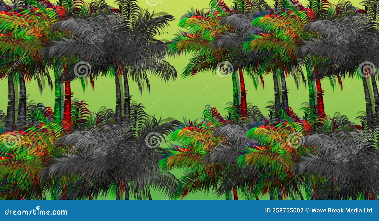 Image of 3d Palm Trees on Lime Green Background Stock Illustration Illustration of lime, color