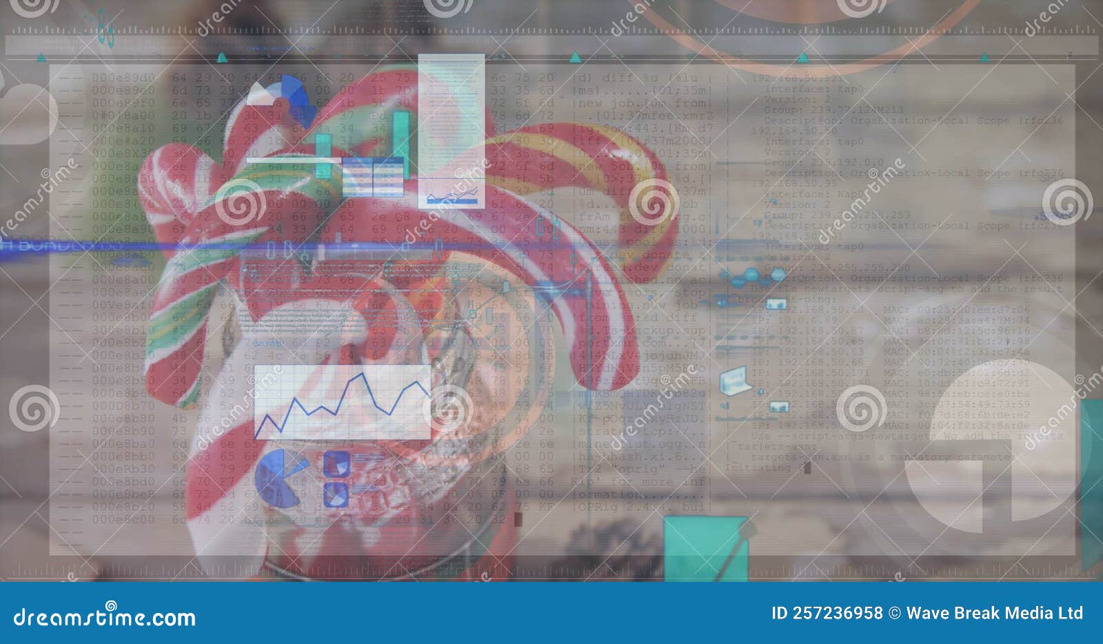 Image of Data Processing Over Candy Canes Stock Photo Image of