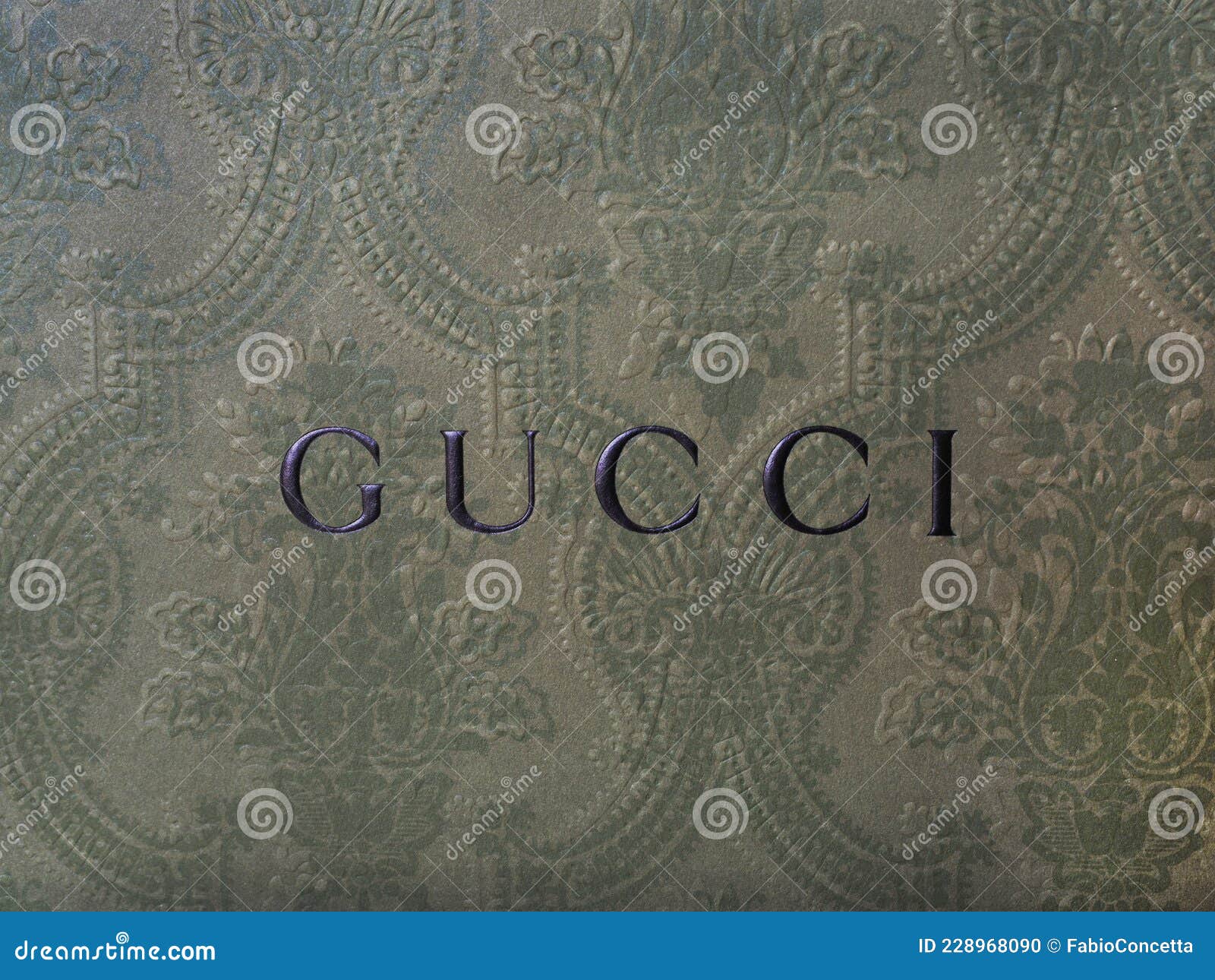 Abstract Background of the Gucci Inscription with Decorations Editorial ...