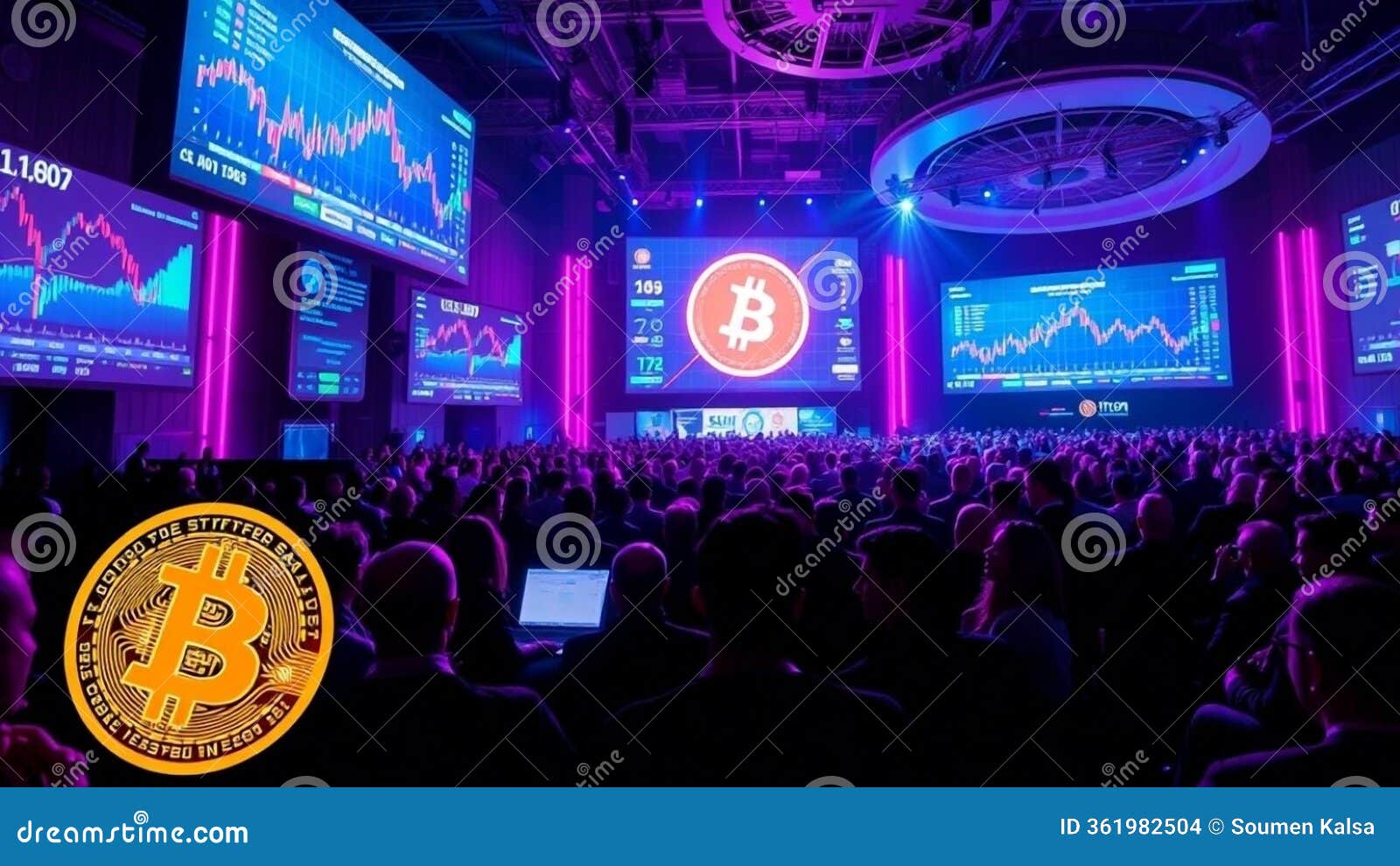Bitcoin Cryptocurrency Market Analysis at Live Conference Stock  Illustration - Illustration of bitcoin, market: 361982504