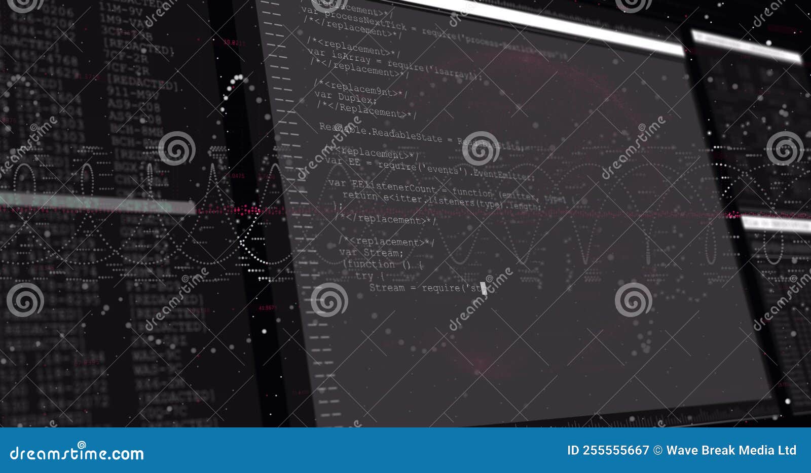 Image of Digital Interface Screens with Programming Language Over ...