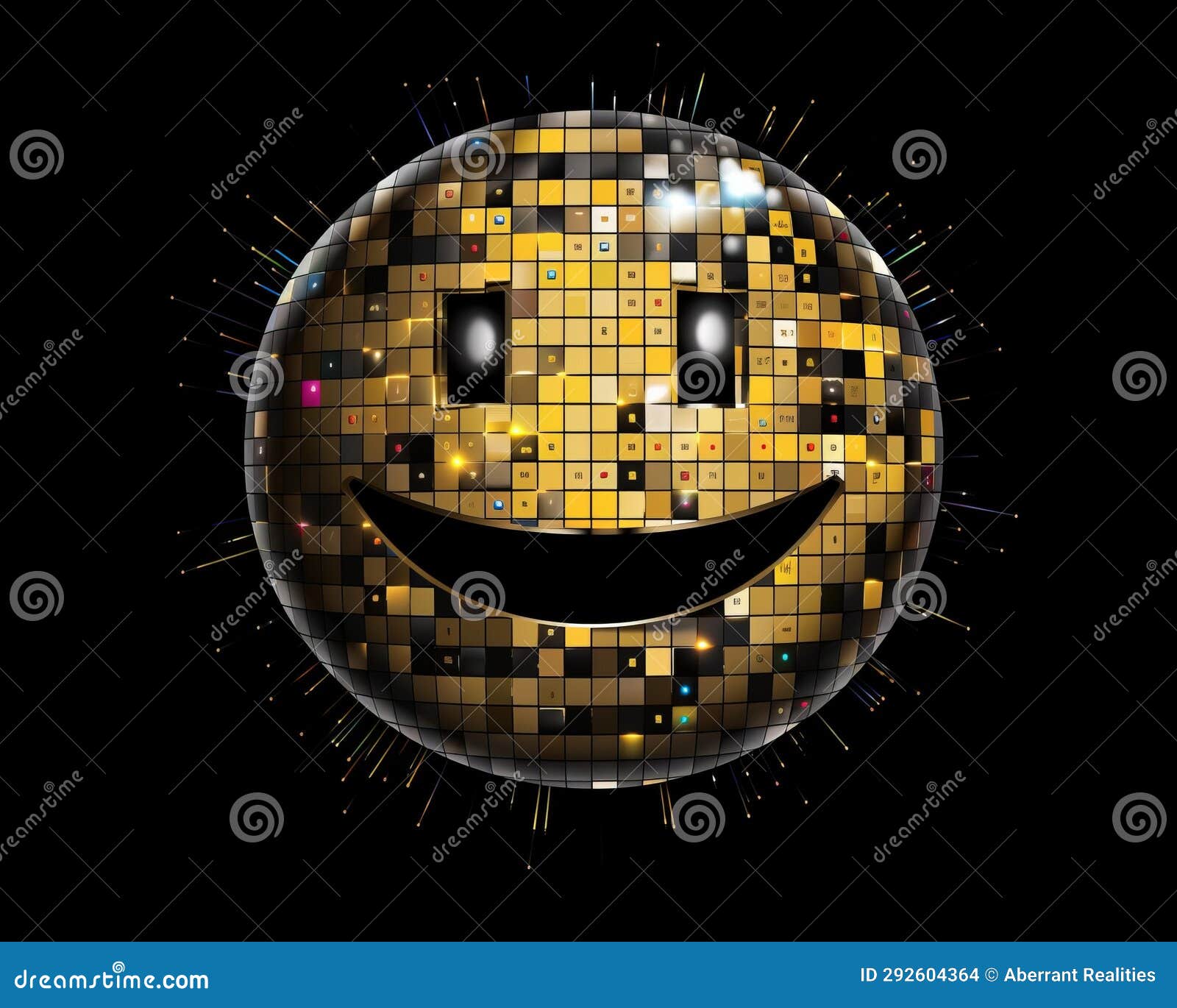 An Image of a Disco Ball with a Smiley Face Stock Illustration ...