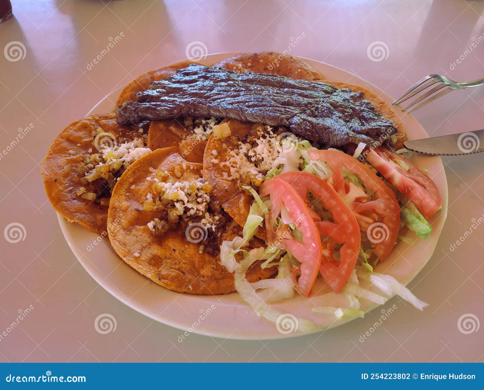 Image of a Dish Called Enchiladas Potosinas with Dried Meat Stock Photo