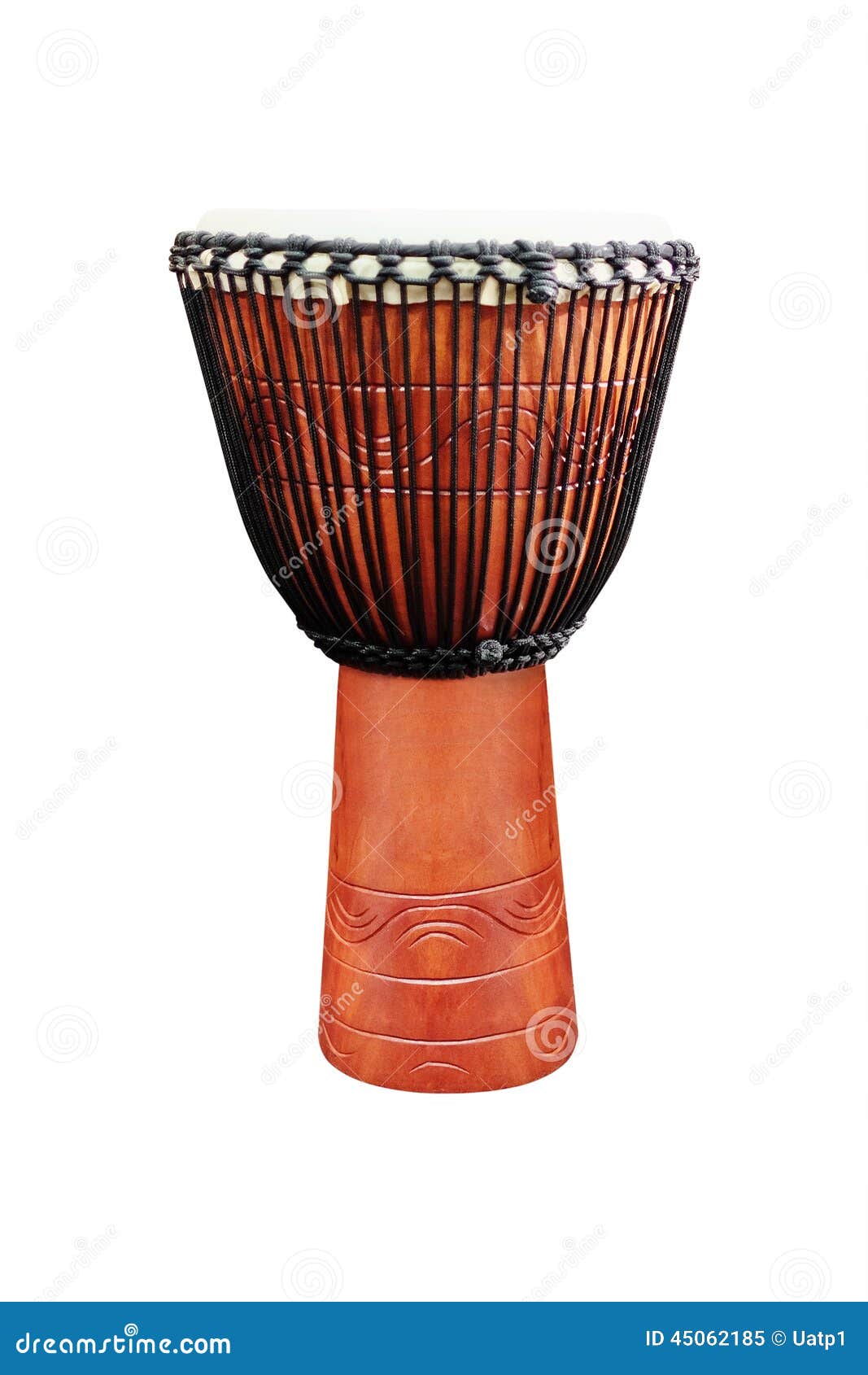 Image of ethnic african drum under the white background