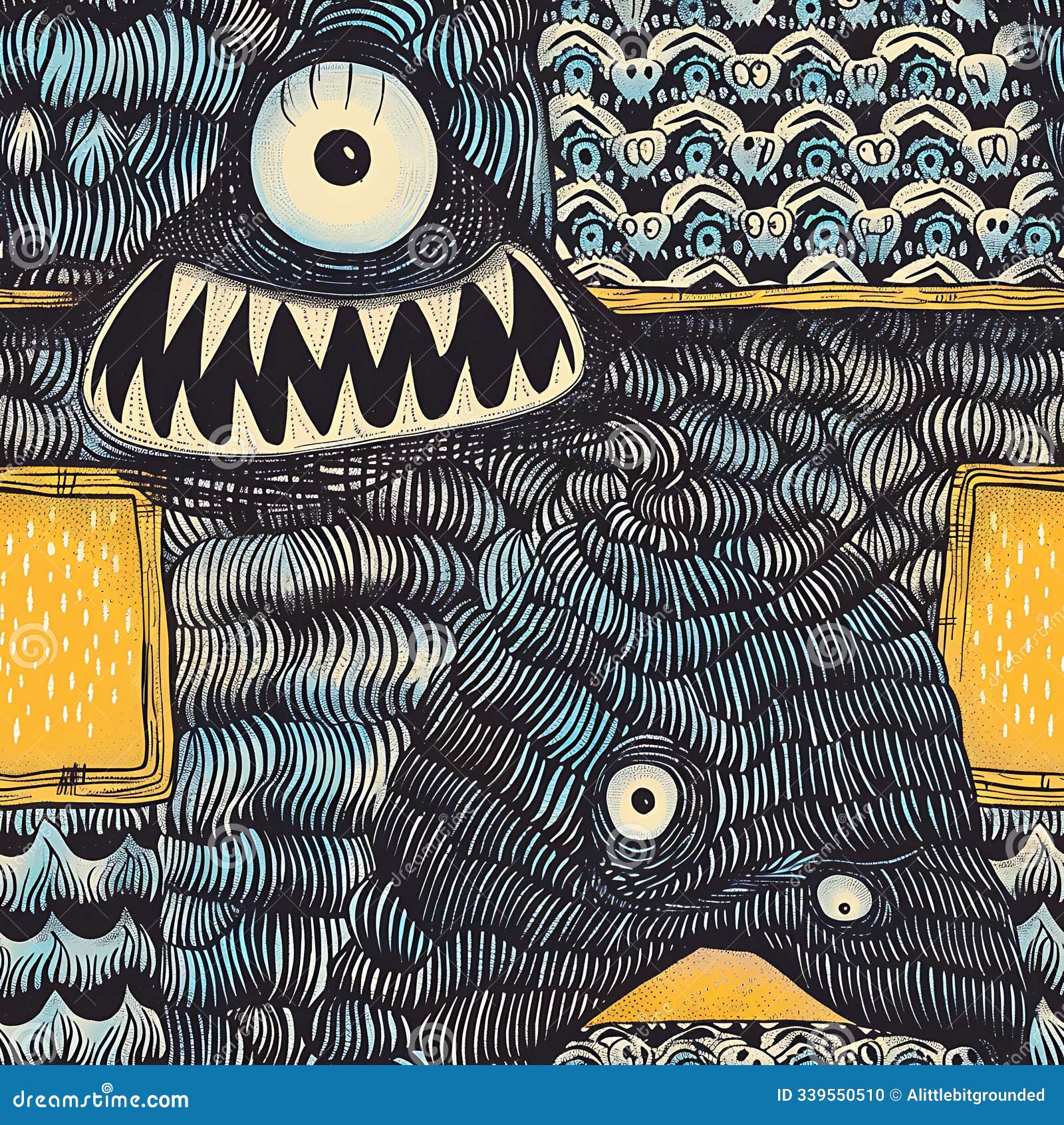monster under the bed childrens book  style repeating pattern