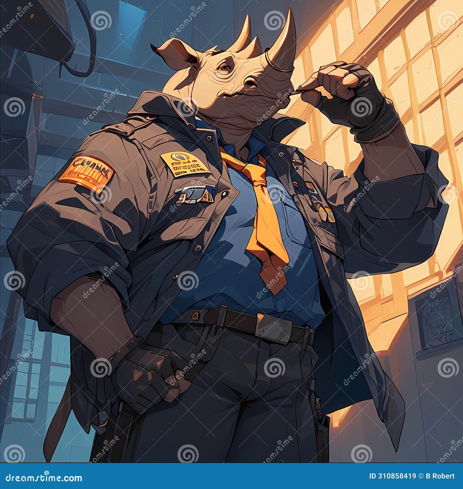 determined rhino in uniform