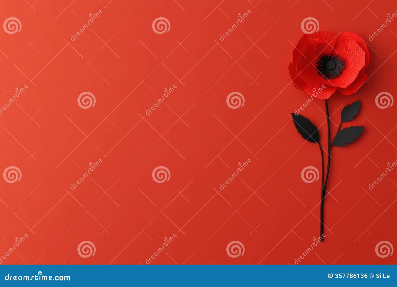 patriotic remembrance banner with red poppy flower cut-out for anzac memorial day