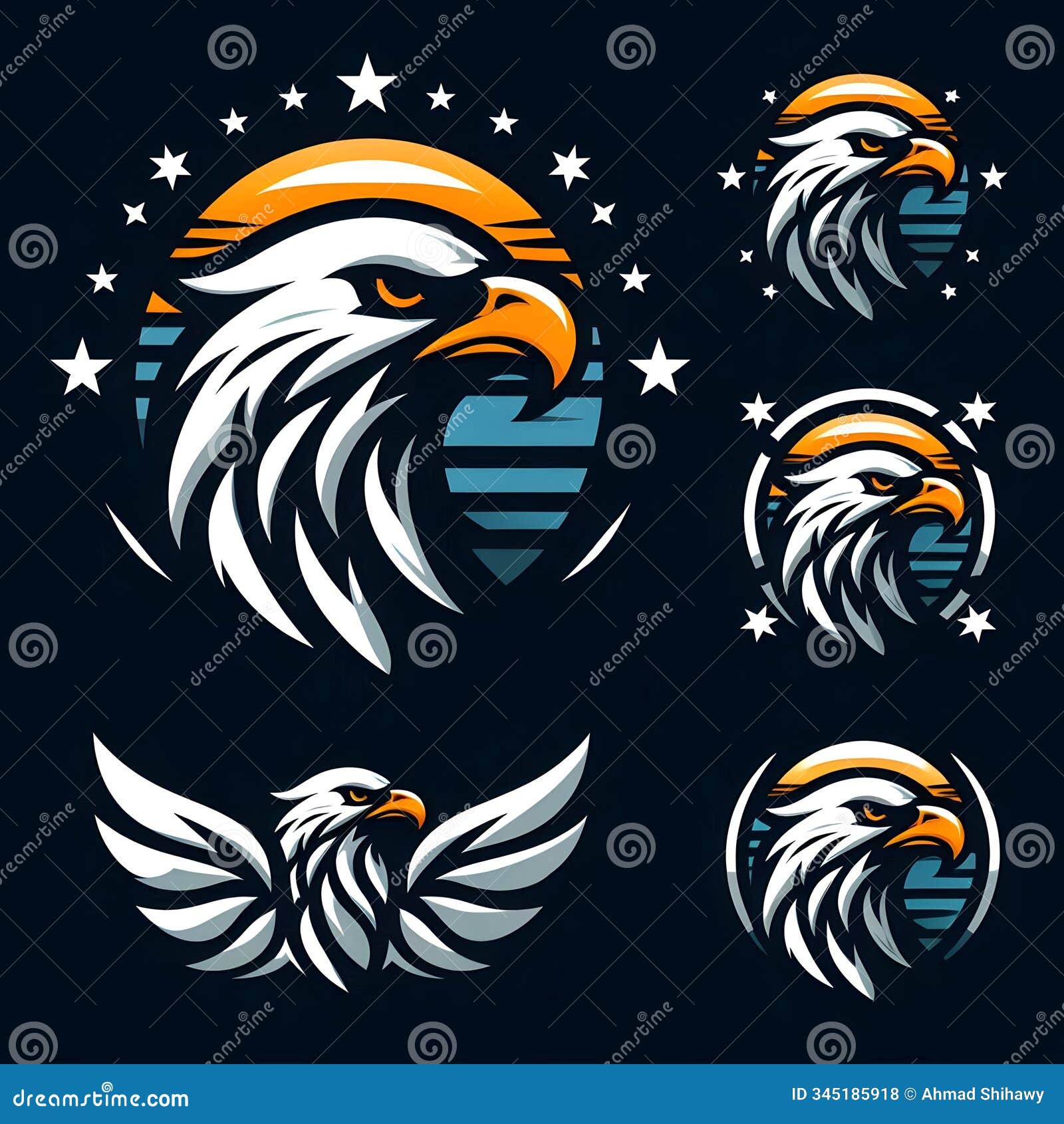 a powerful eagle head as the central focus
