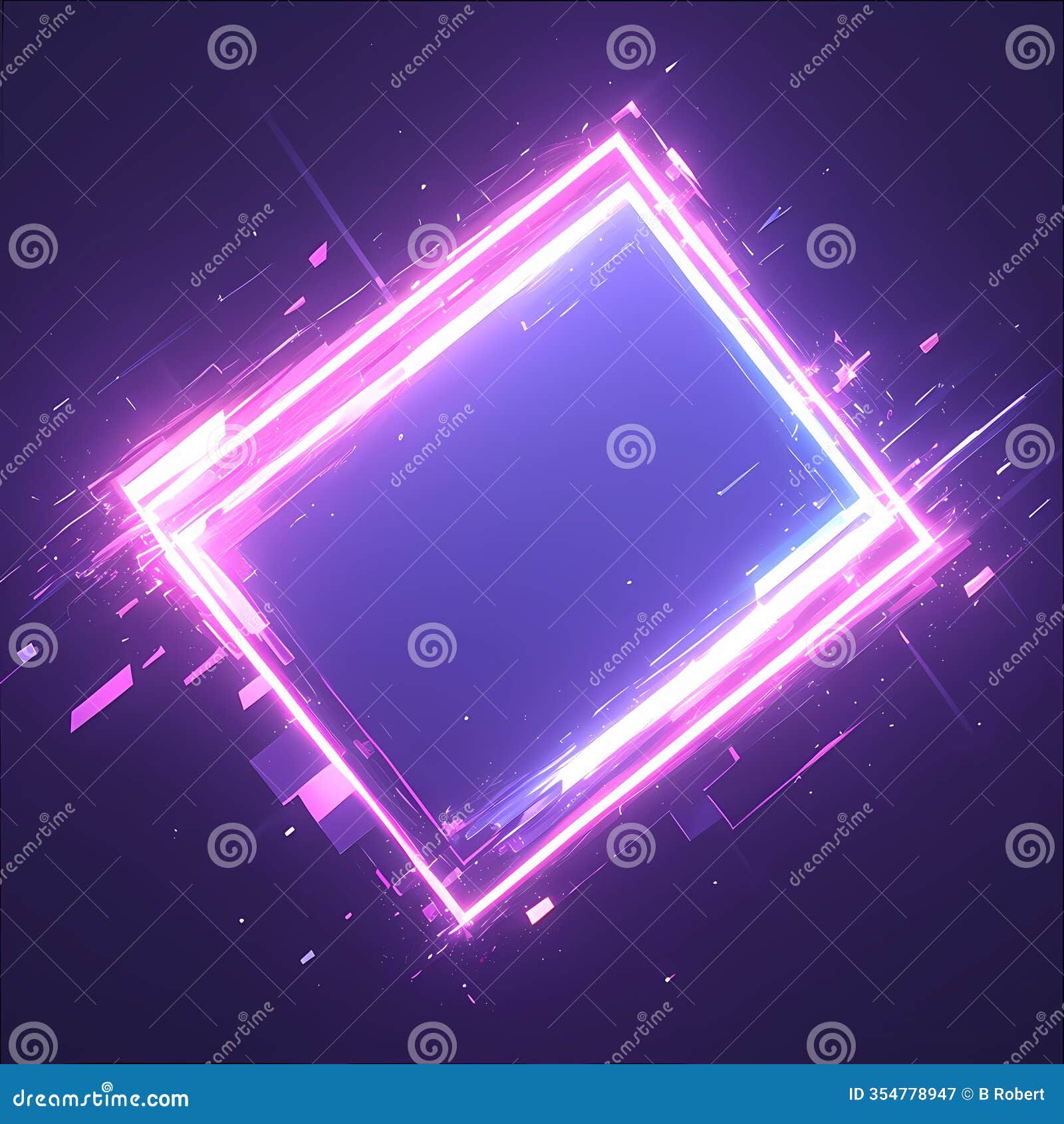 geometric neon square frame with gradient color