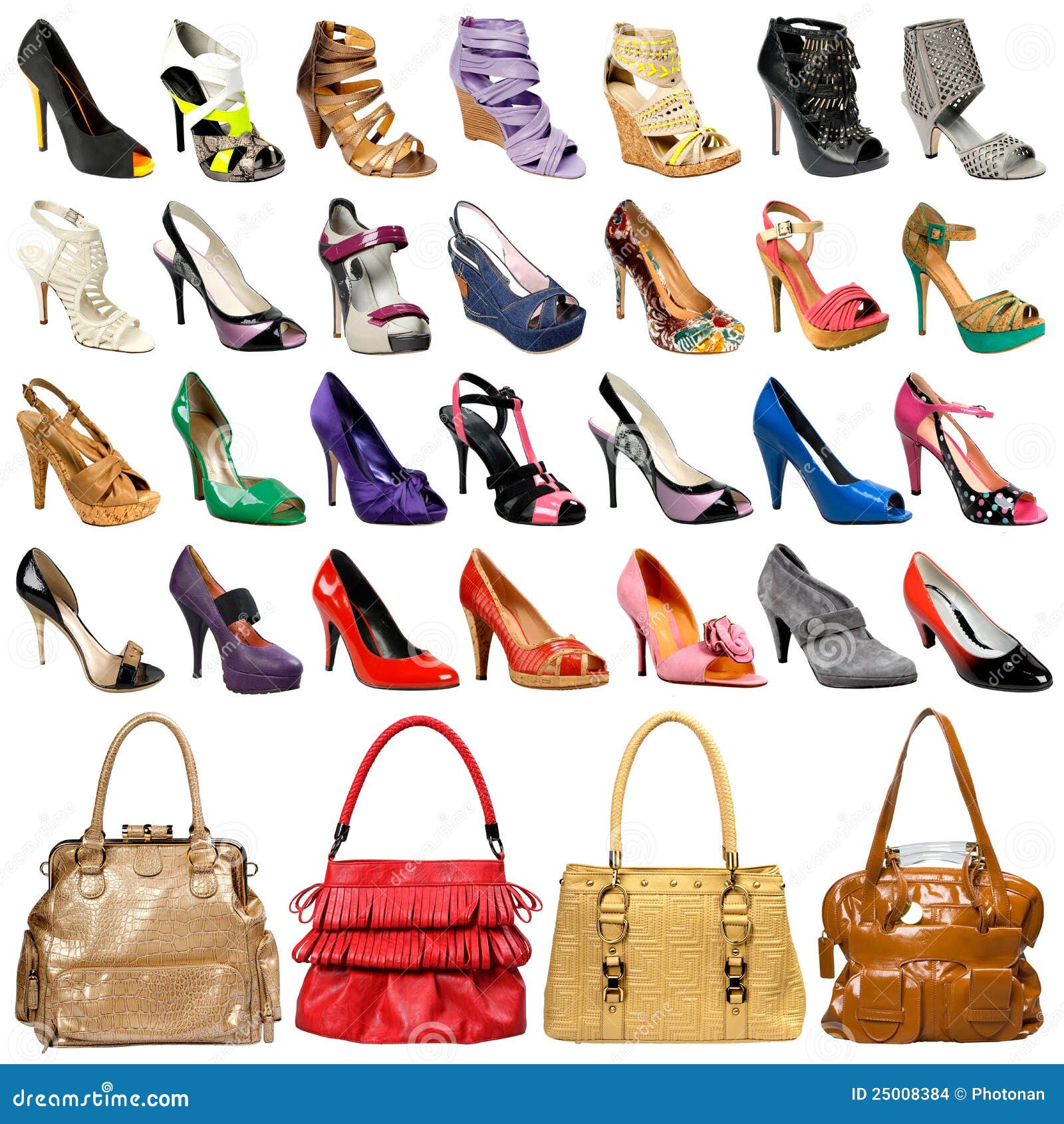 The Image Of Female Footwear And Bags Stock Photo - Image of laces