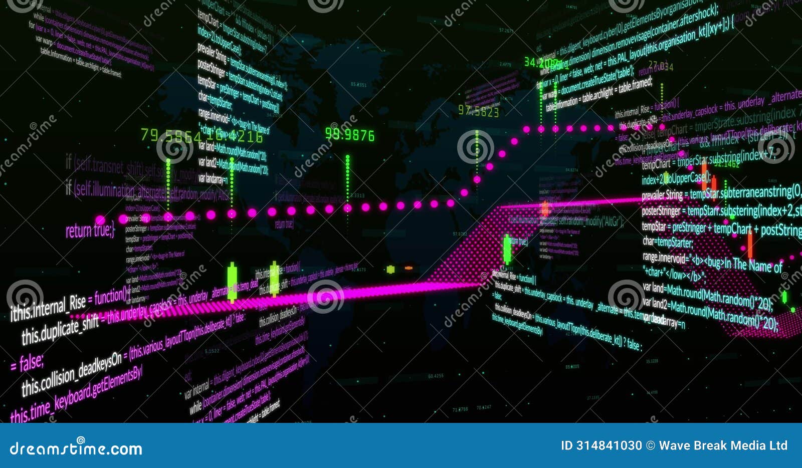 image of financial data processing over dark background