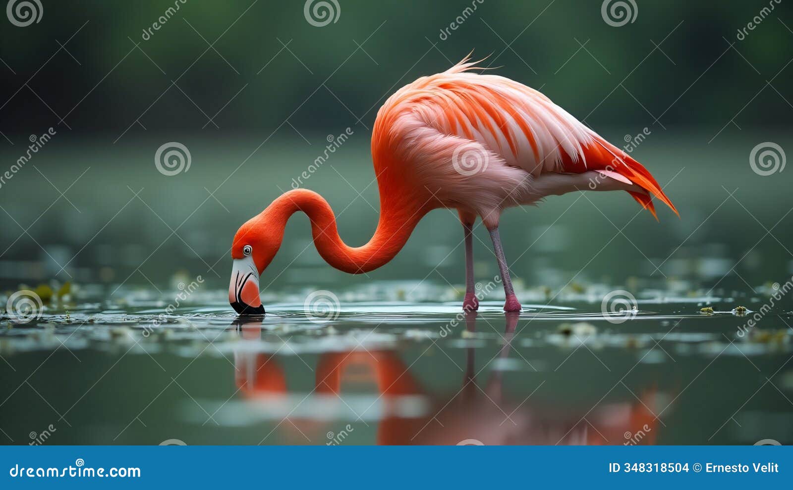 an image of a flamingo feeding