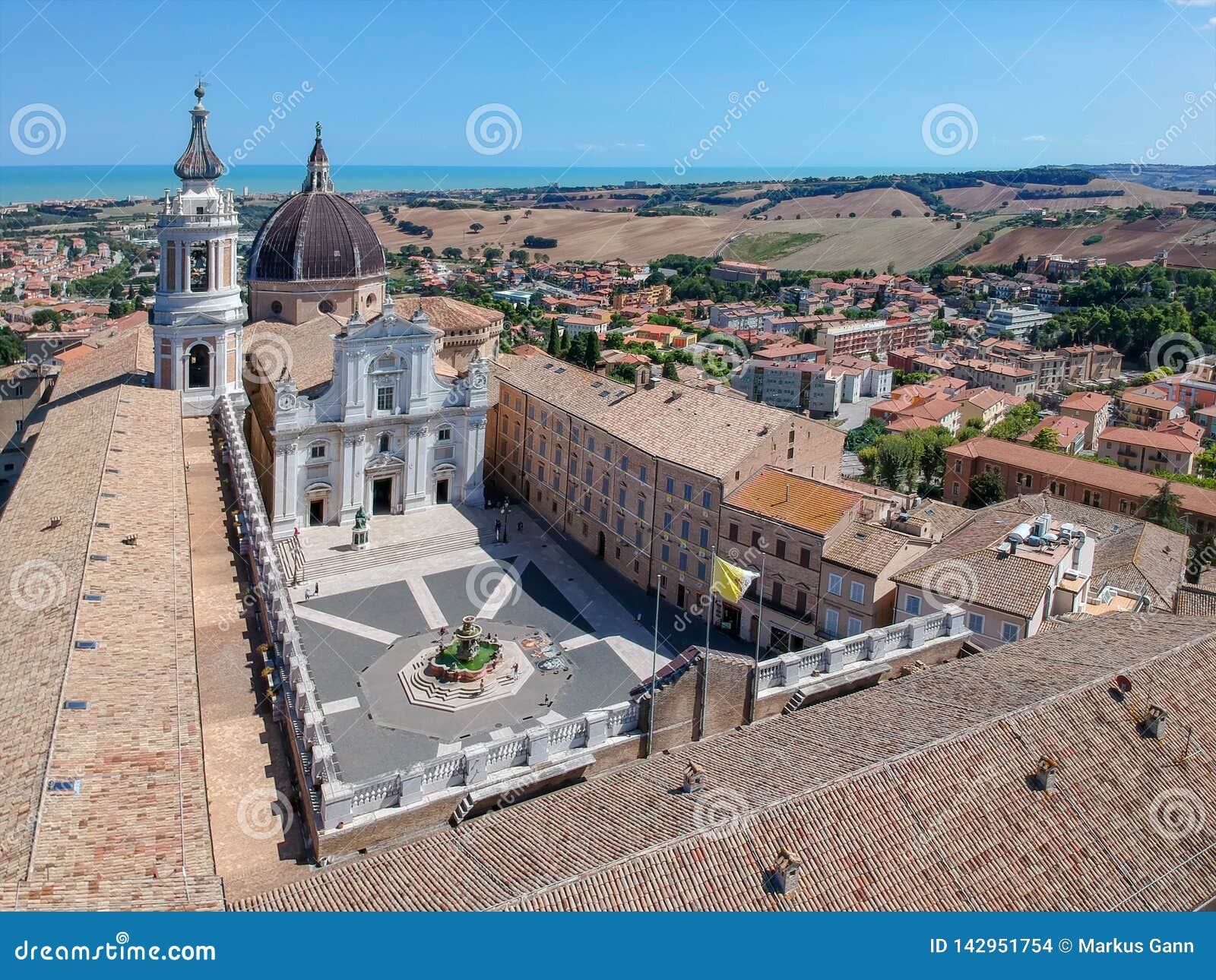 flight over basilica della santa casa loreto italy