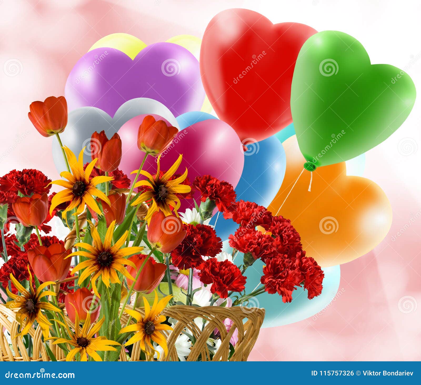 Image of Flowers and Balloons Closeup Stock Photo Image of park