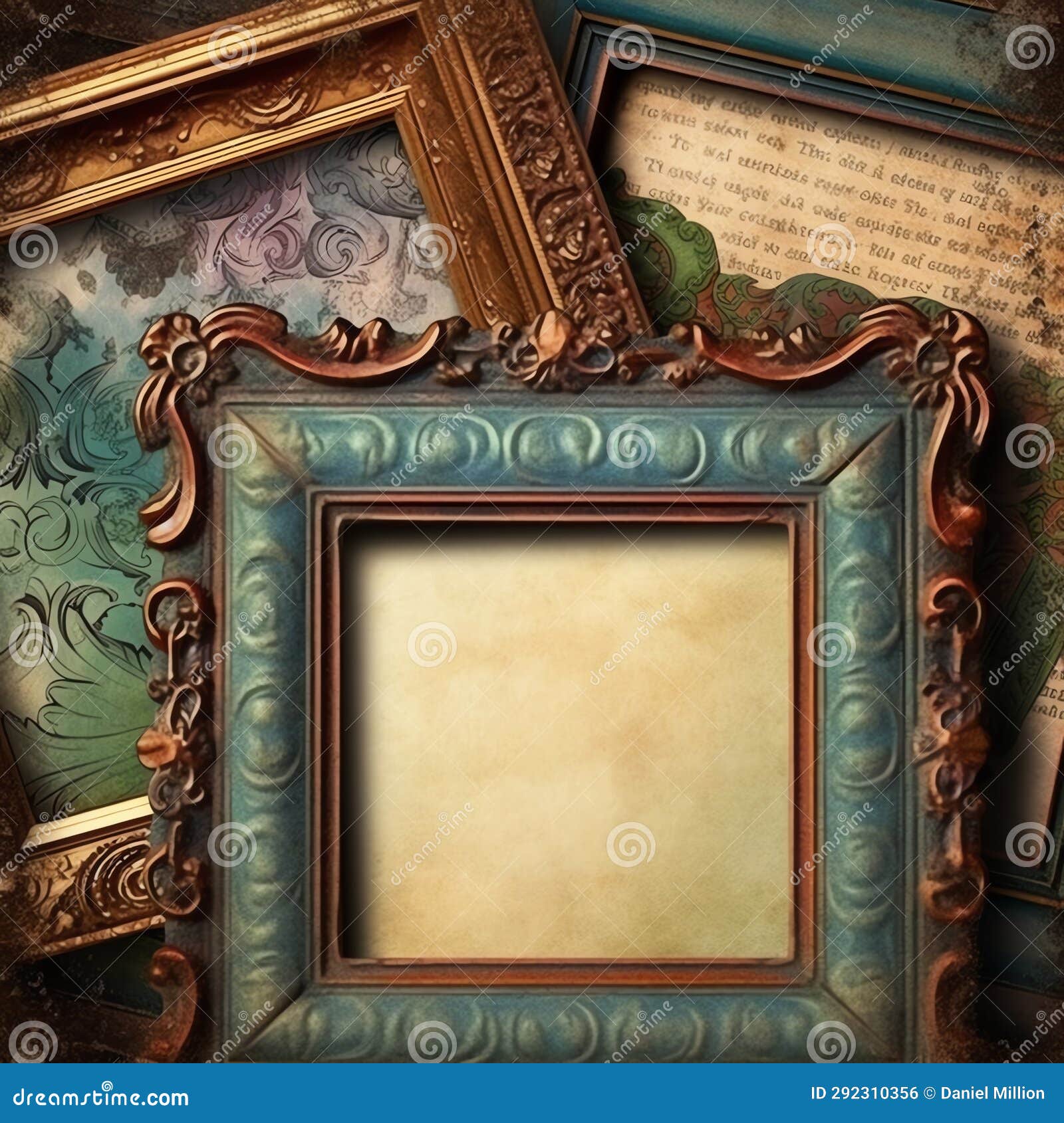 Frame Old Paper, Vintage Digital Paper Stock Illustration