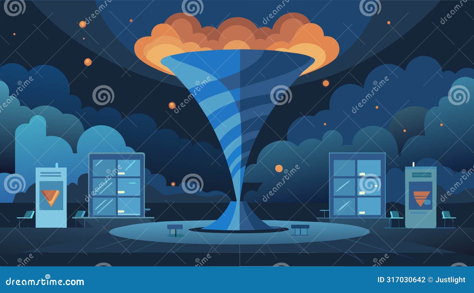 the image of a gargantuan typhoon appearing like a giant funnel cloud consuming the sky loomed over the observatorys