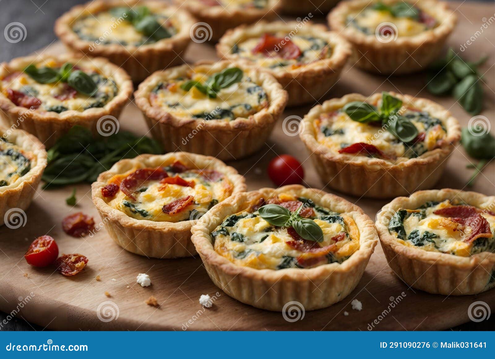 Mini Quiches - Fillings Like Bacon and Cheese, Spinach and Feta, or Sun ...
