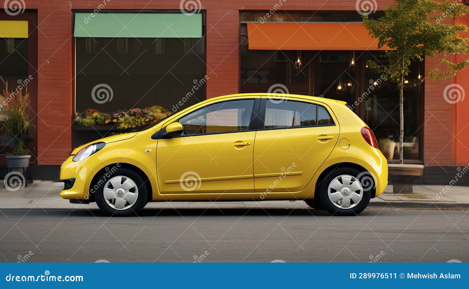 A Photo of a Car Rental Compact Car Parked Stock Illustration