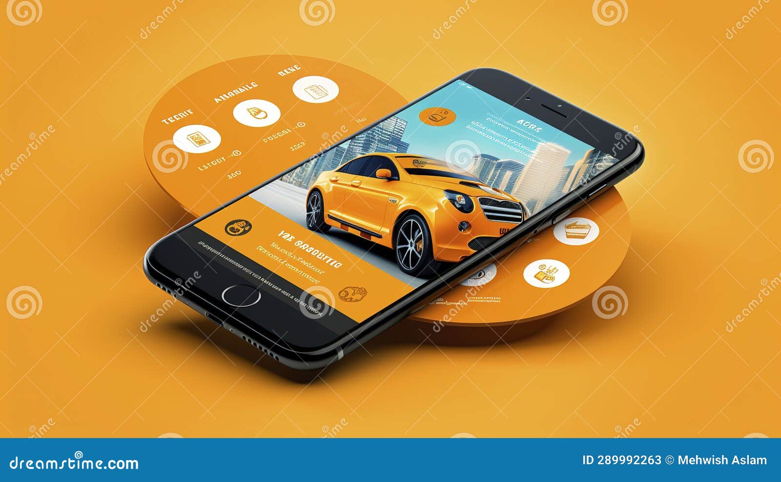 A Photo of a Car Rental Mobile App Interface Stock Illustration